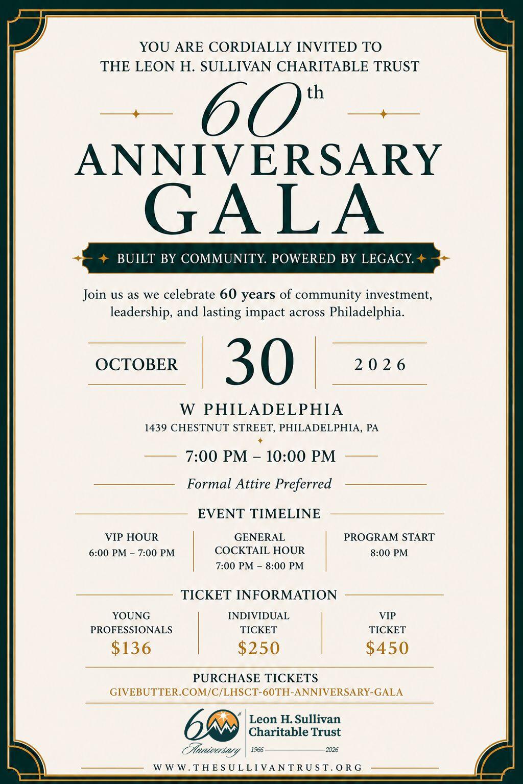 Campaign cover image for The Leon H. Sullivan Charitable Trust | 60th Anniversary Gala