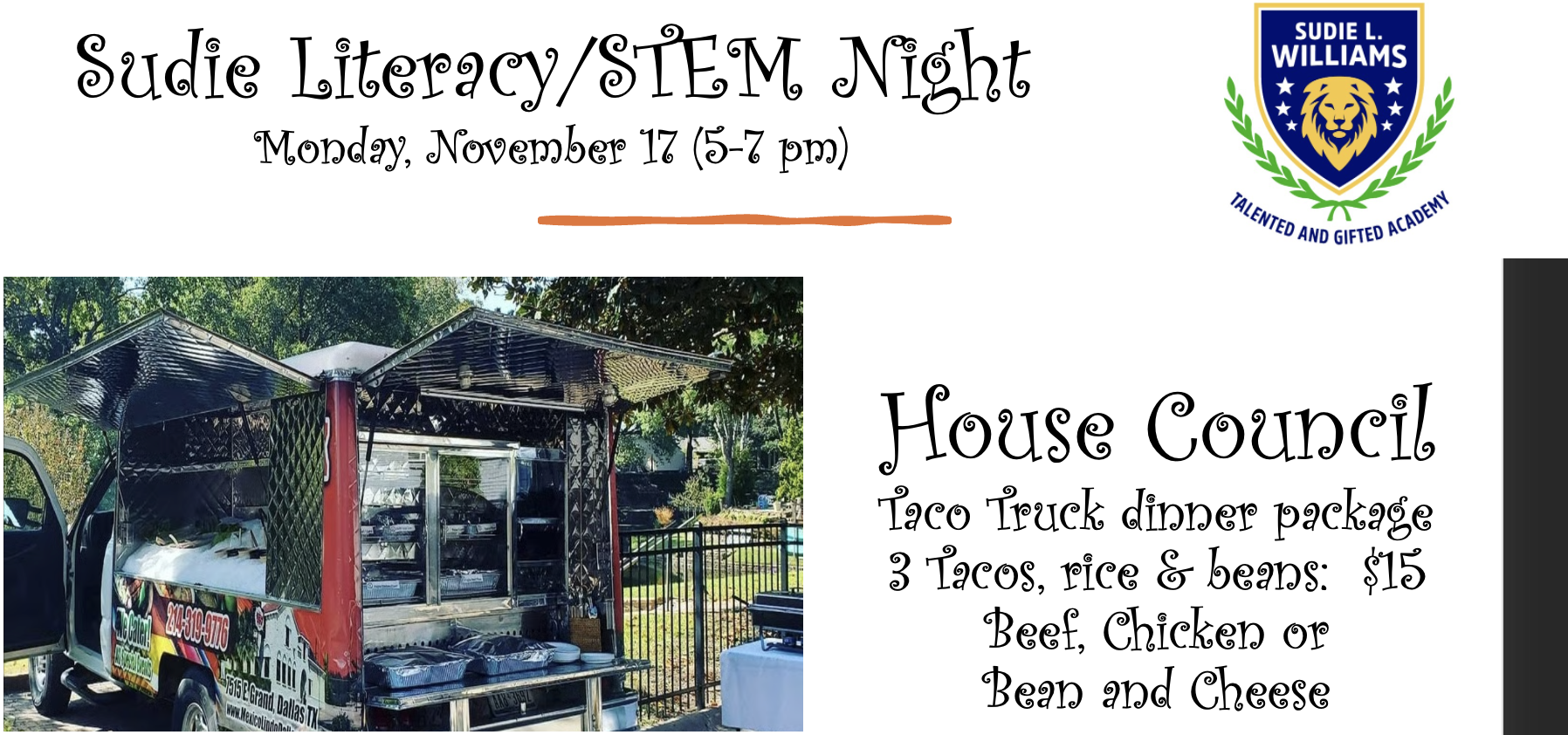 Campaign cover image for November 17 Sudie Literacy/STEM Night