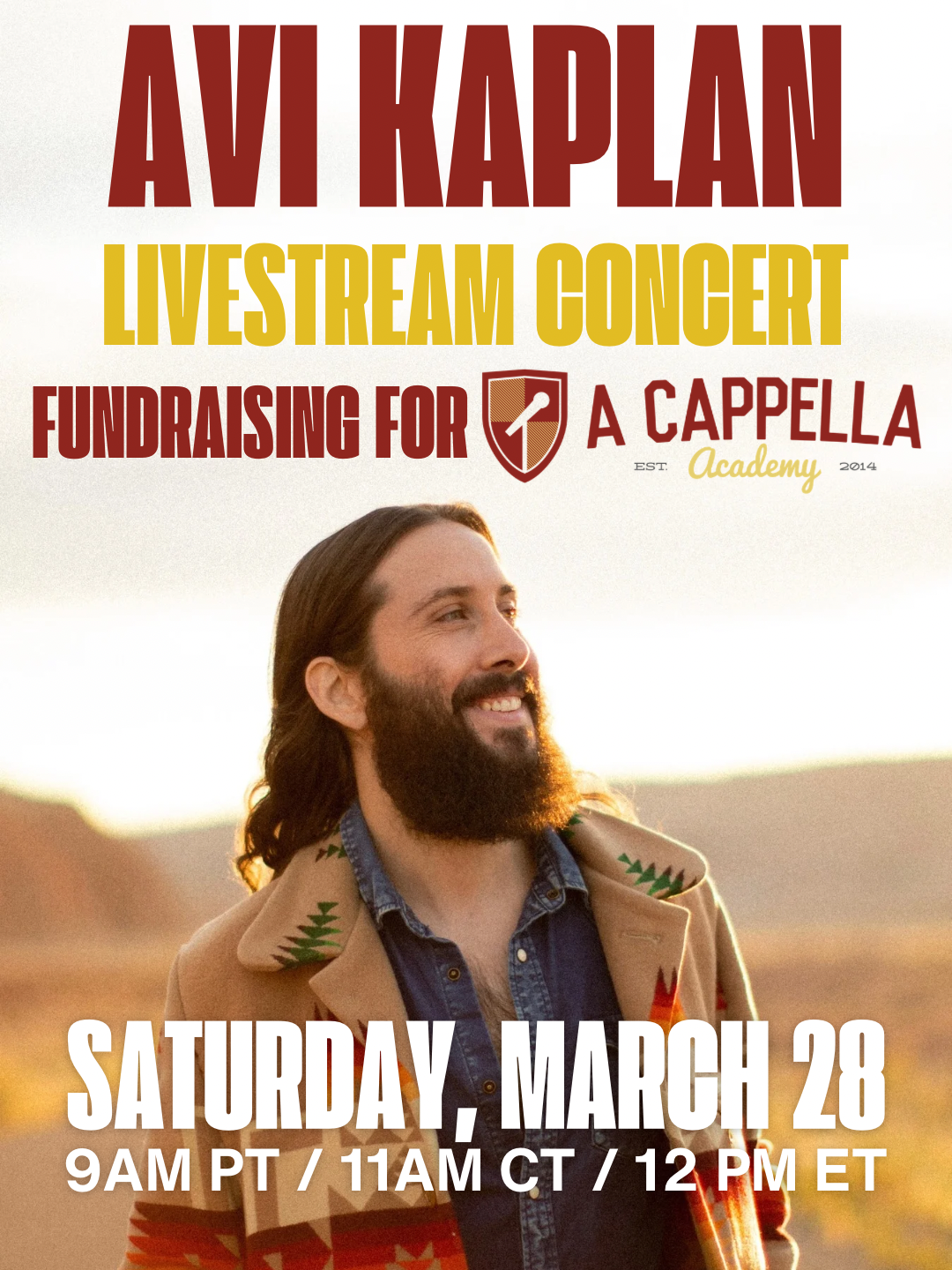 Campaign cover image for Avi Kaplan livestream CONCERT + Q&A Fundraiser