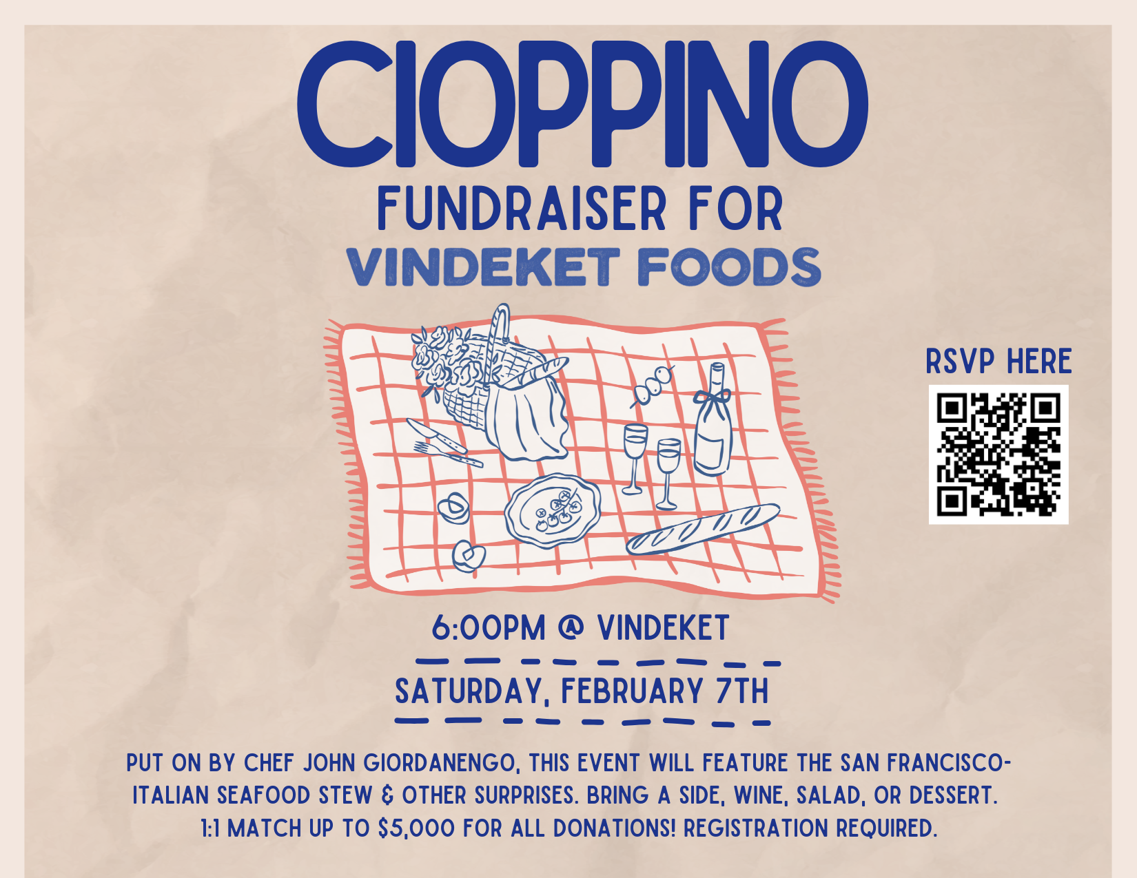 Campaign cover image for Cioppino fundraiser for Vindeket