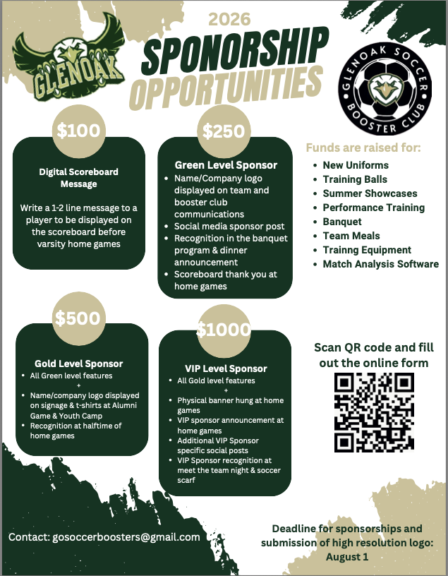 Campaign cover for 2026 Glenoak Soccer Sponsorship