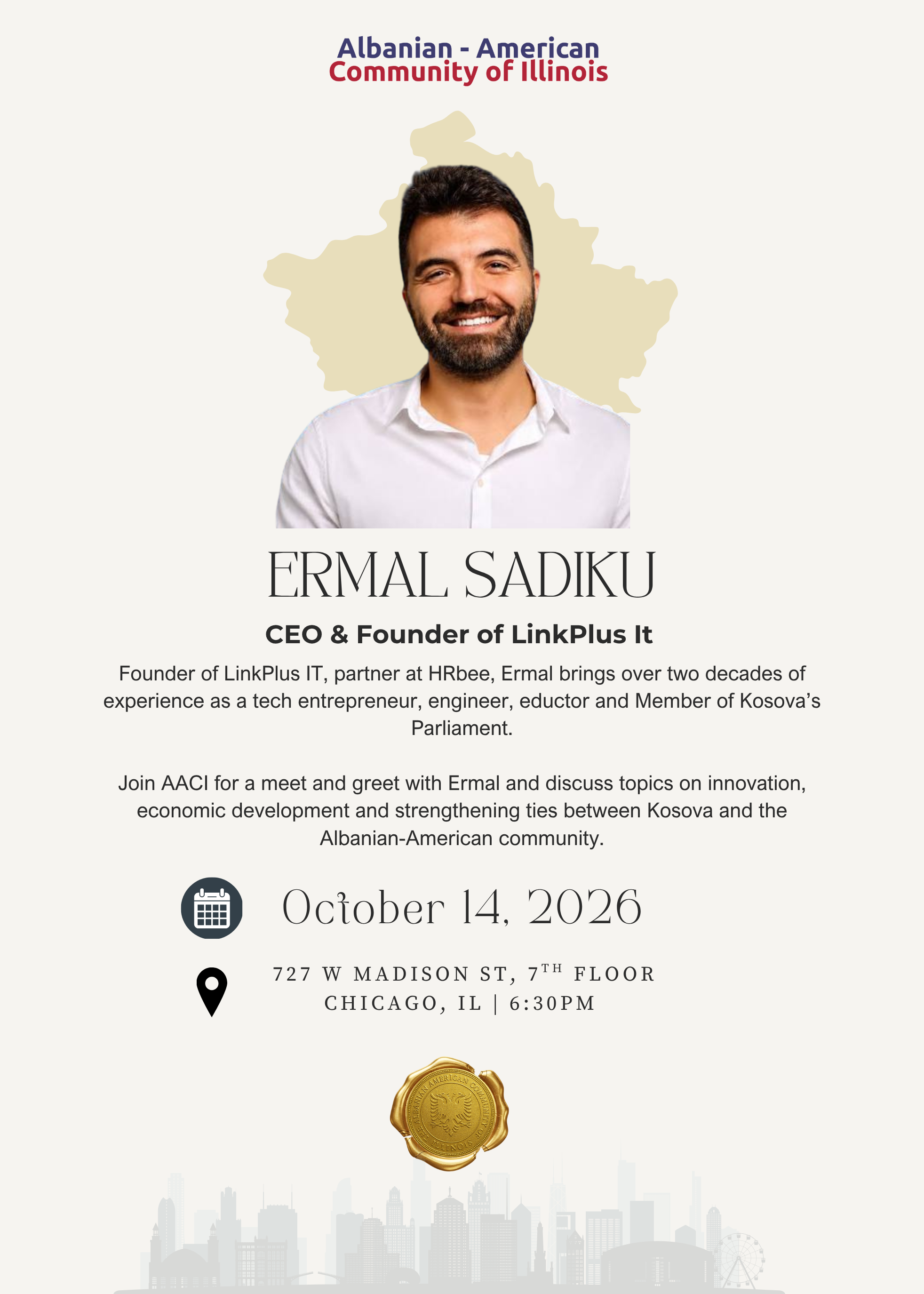Campaign cover image for Meet and Greet with Ermal Sadiku