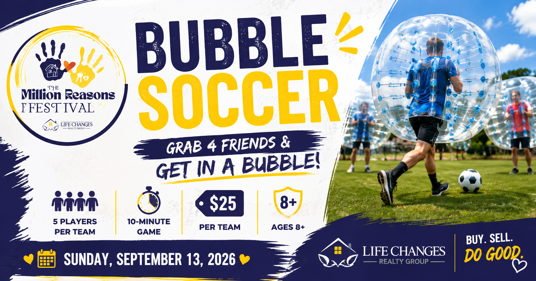 Campaign cover image for Bubble Soccer at the Million Reasons Festival