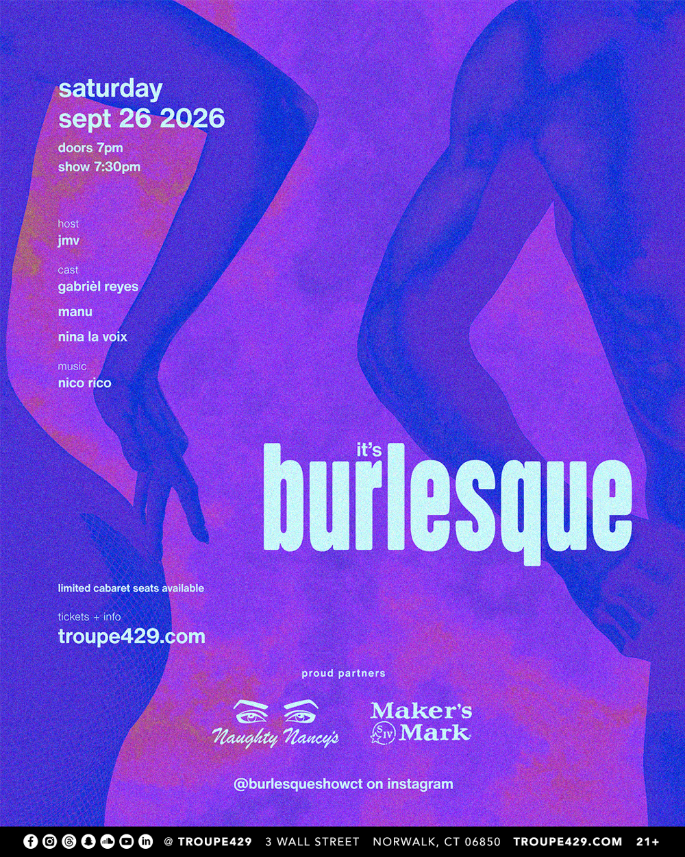 Campaign cover image for It's Burlesque SEPTEMBER show! at Troupe429 (SAT SEPT 26, 2026 // 7:30PM)