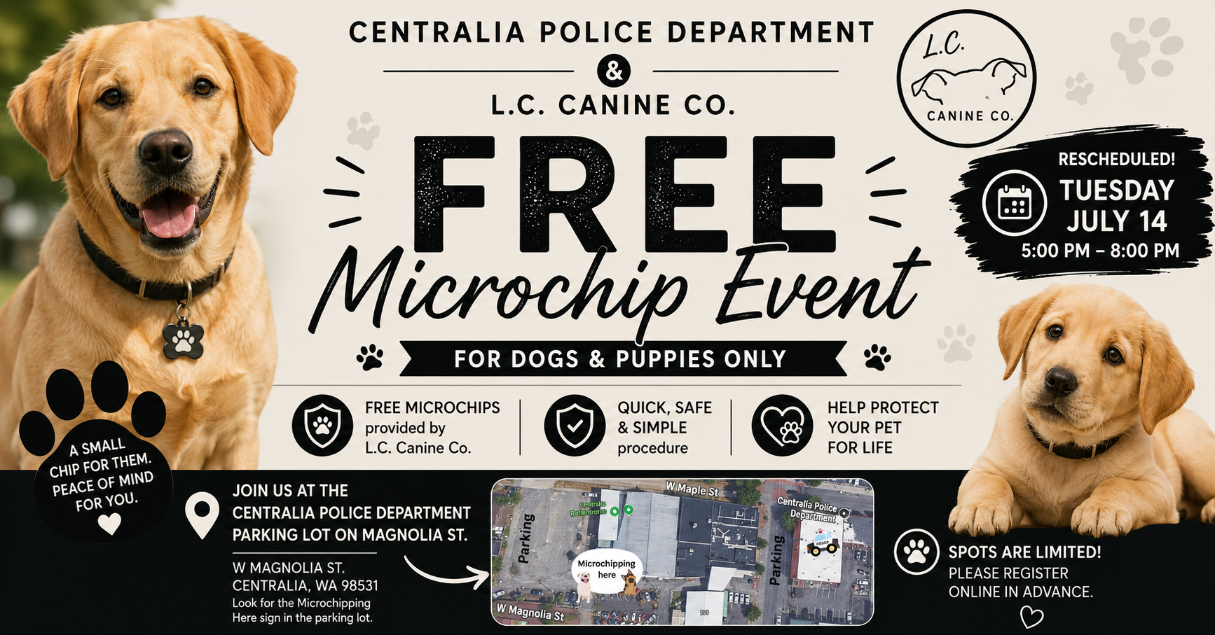 Campaign cover image for Pawtect & Serve Microchip Clinic for DOGS & PUPPIES