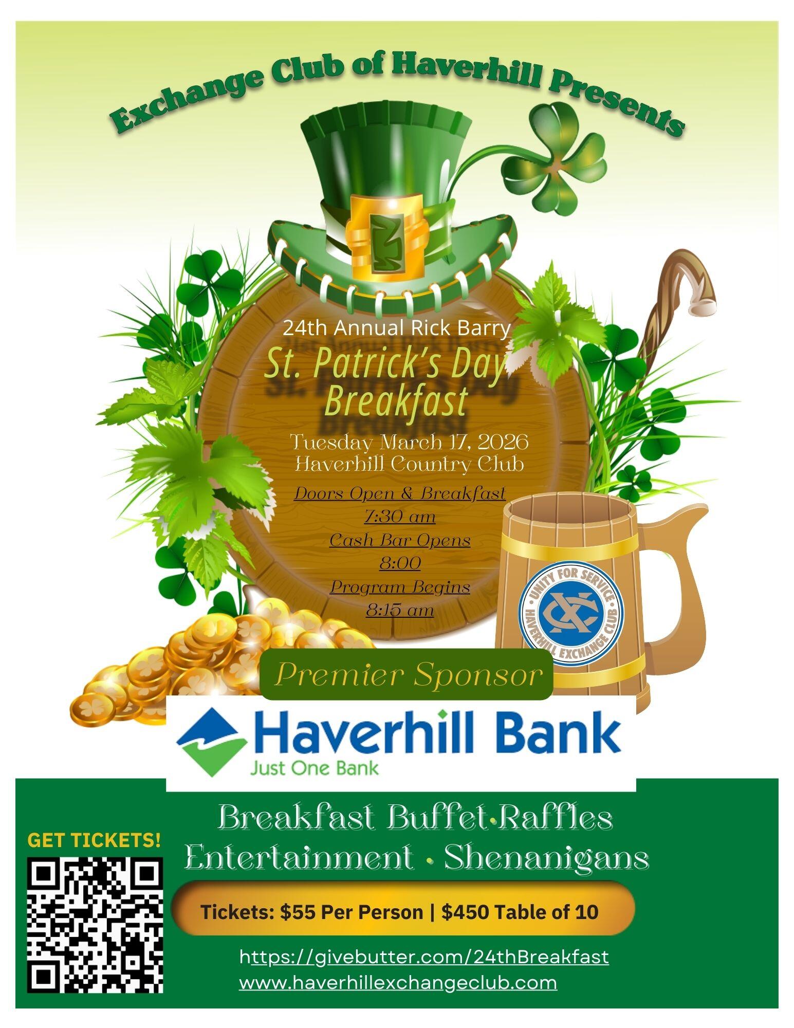 Campaign cover image for 24th Annual Rick Barry St. Patrick's Day Breakfast