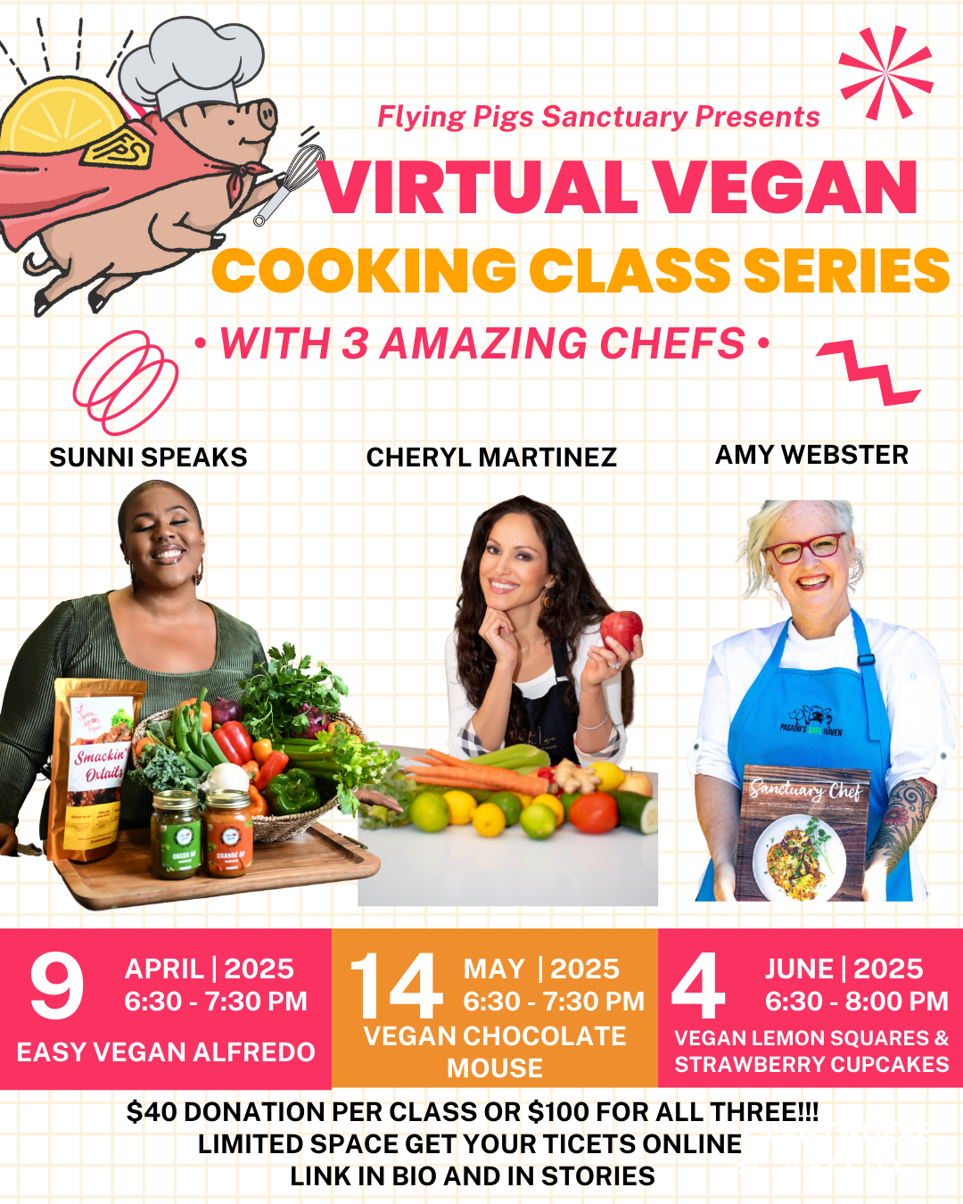 Campaign cover image for Flying Pigs Sanctuary Virtual Vegan Cooking Class Series