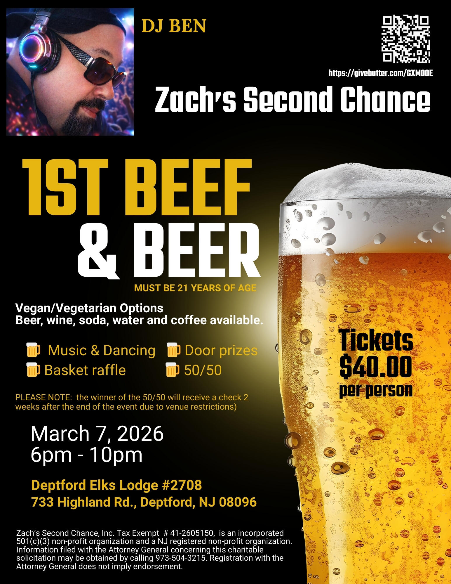 Campaign cover image for Zach's Second Chance - 1st Beef & Beer