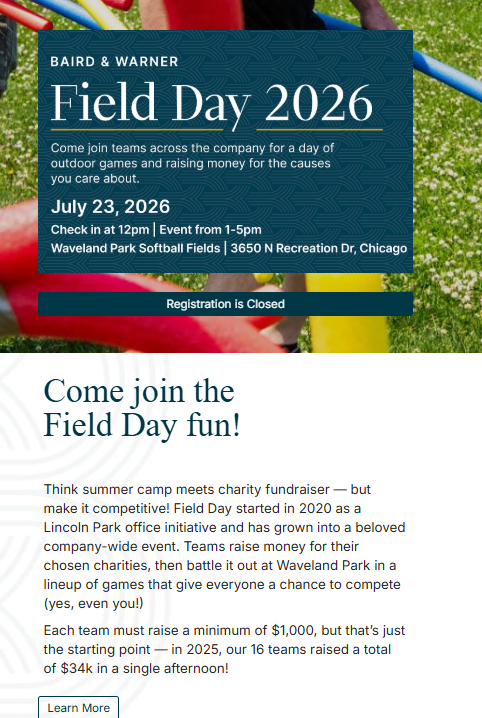 Campaign cover image for Baird and Warner Field Days benefiting Fairway Home Mortgage's American Warrior Initiative