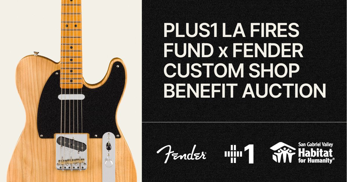 Campaign cover image for PLUS1 + FENDER CUSTOM SHOP BENEFIT AUCTION (CLICK AUCTION TAB TO BID)