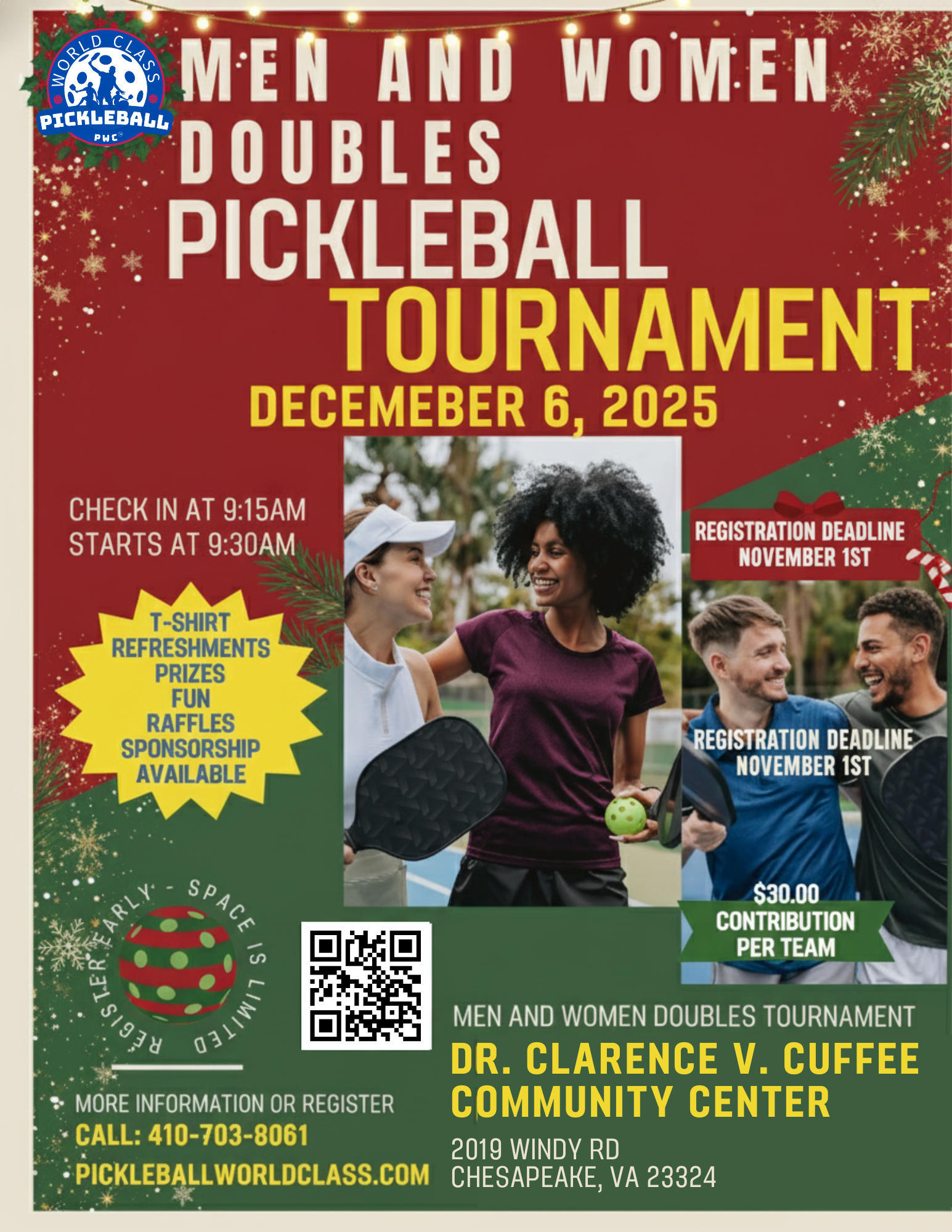 Campaign cover image for Fundraising Pickleball Men's and Women's Doubles Tournament, Open Play and Instructional Sessions