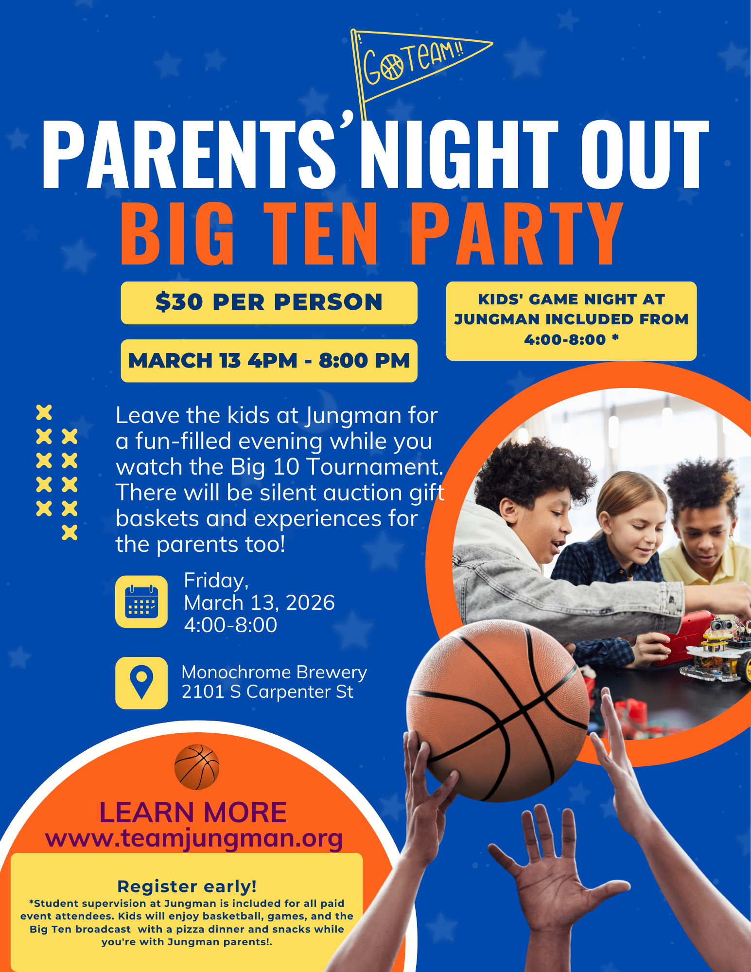 Campaign cover image for Parents Night Out Big Ten Party March 13, 2026