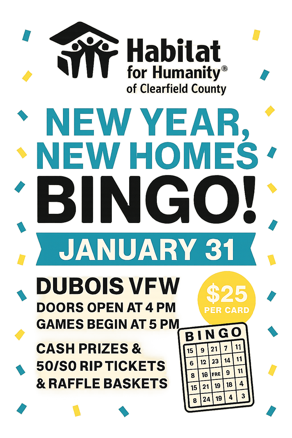 New Year New Homes BINGO | Habitat for Humanity of Clearfield County