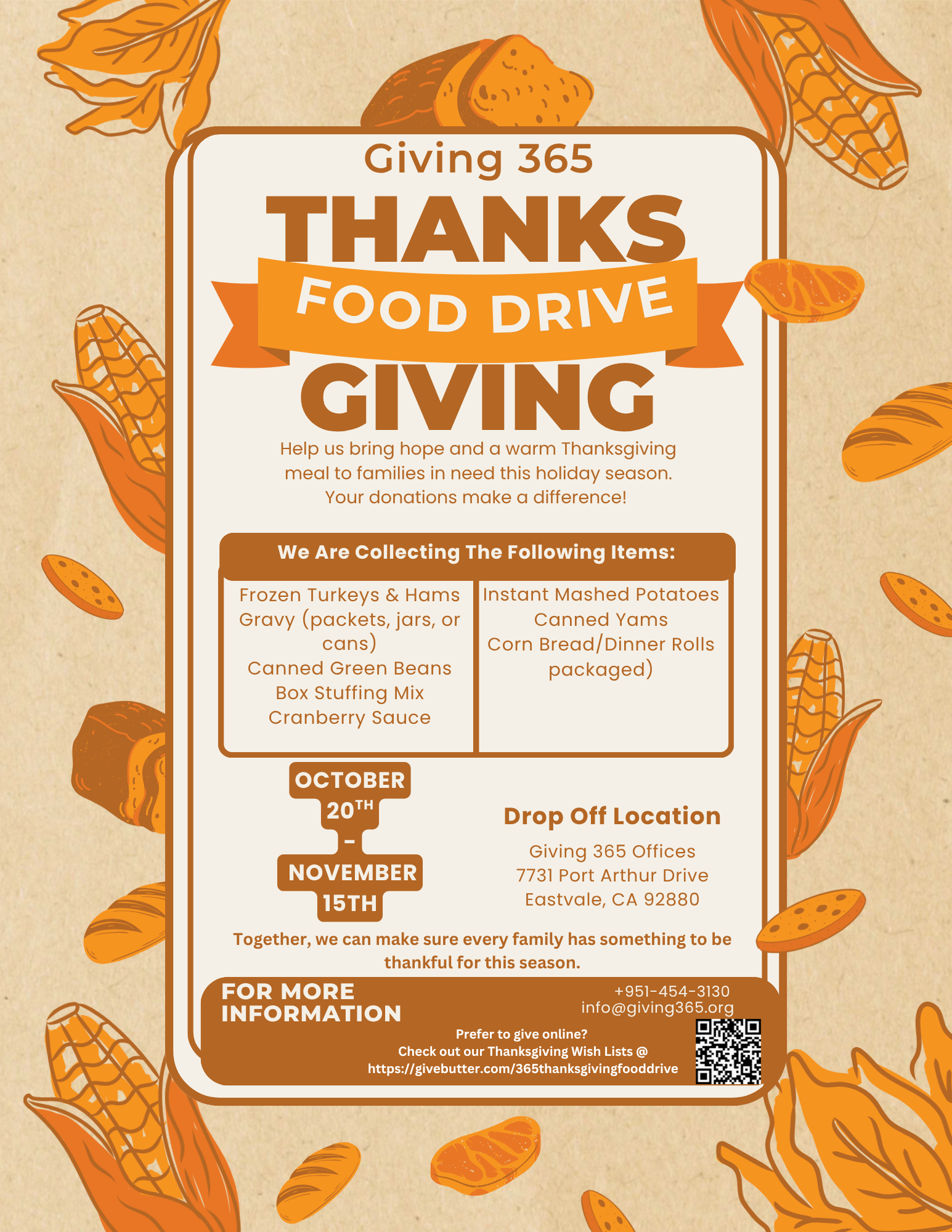 Campaign cover image for Giving 365 ThanksGiving Food Drive