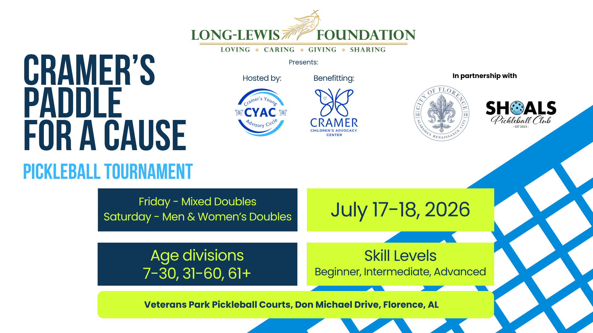 Campaign cover image for Cramer's Paddle for a Cause Pickleball Tournament Presented by the Long-Lewis Foundation