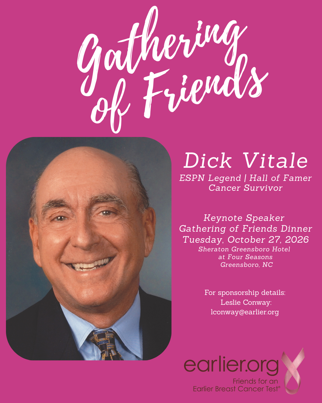 Campaign cover image for 2026 Gathering of Friends DINNER with Basketball Legend DICK VITALE