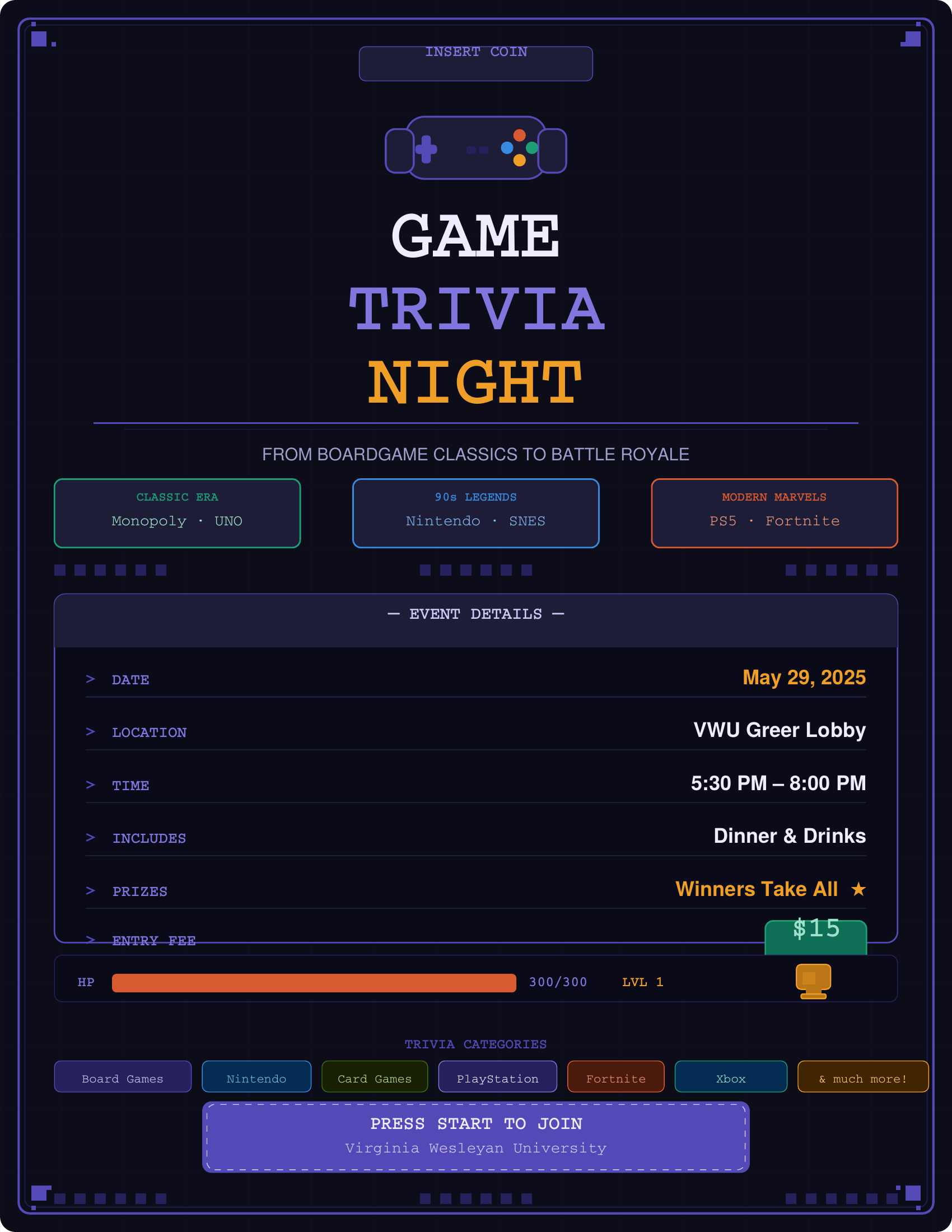Campaign cover image for CAYA Trivia Night - Games & Gamer Theme