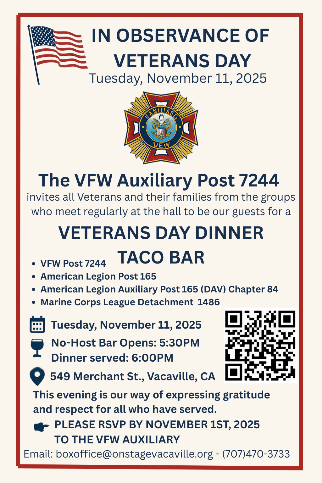 Campaign cover image for Veterans Day Dinner Hosted by VFW Auxiliary Post 7244