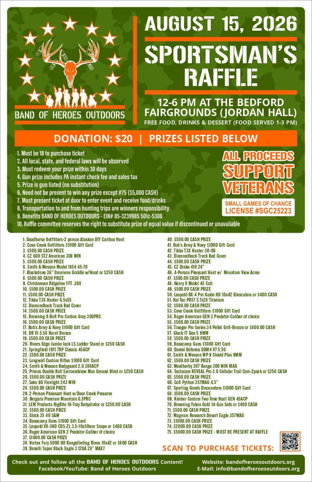 Campaign cover image for Band of Heroes Outdoors-2026 Sportsman's Raffle Event