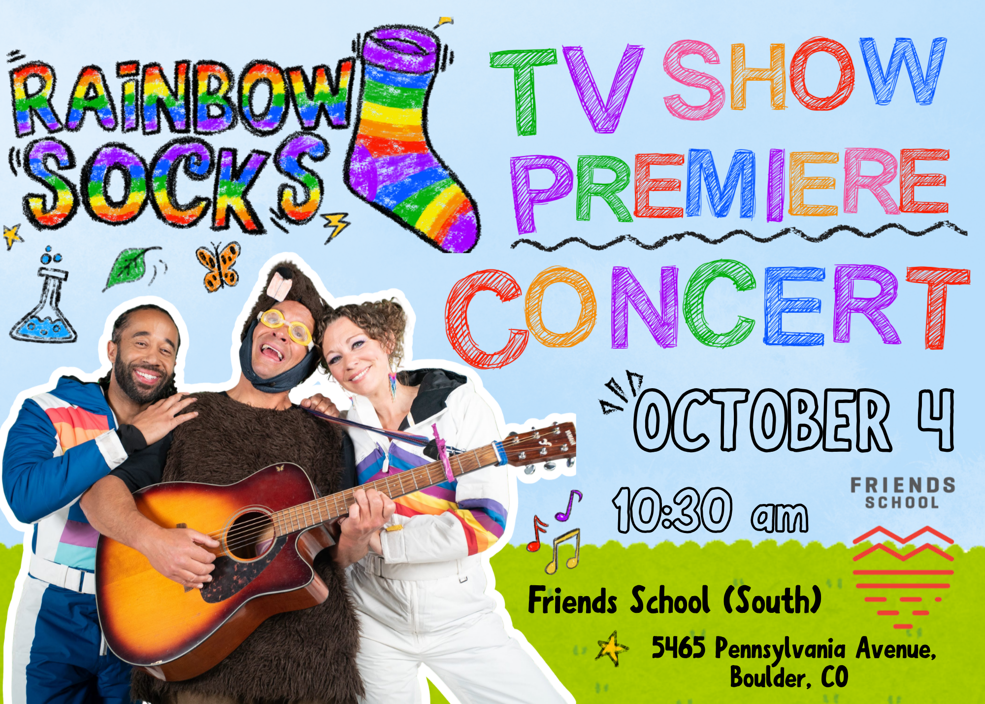 Campaign cover image for Rainbow Socks TV Premiere Concert @ Friends School (South Campus)