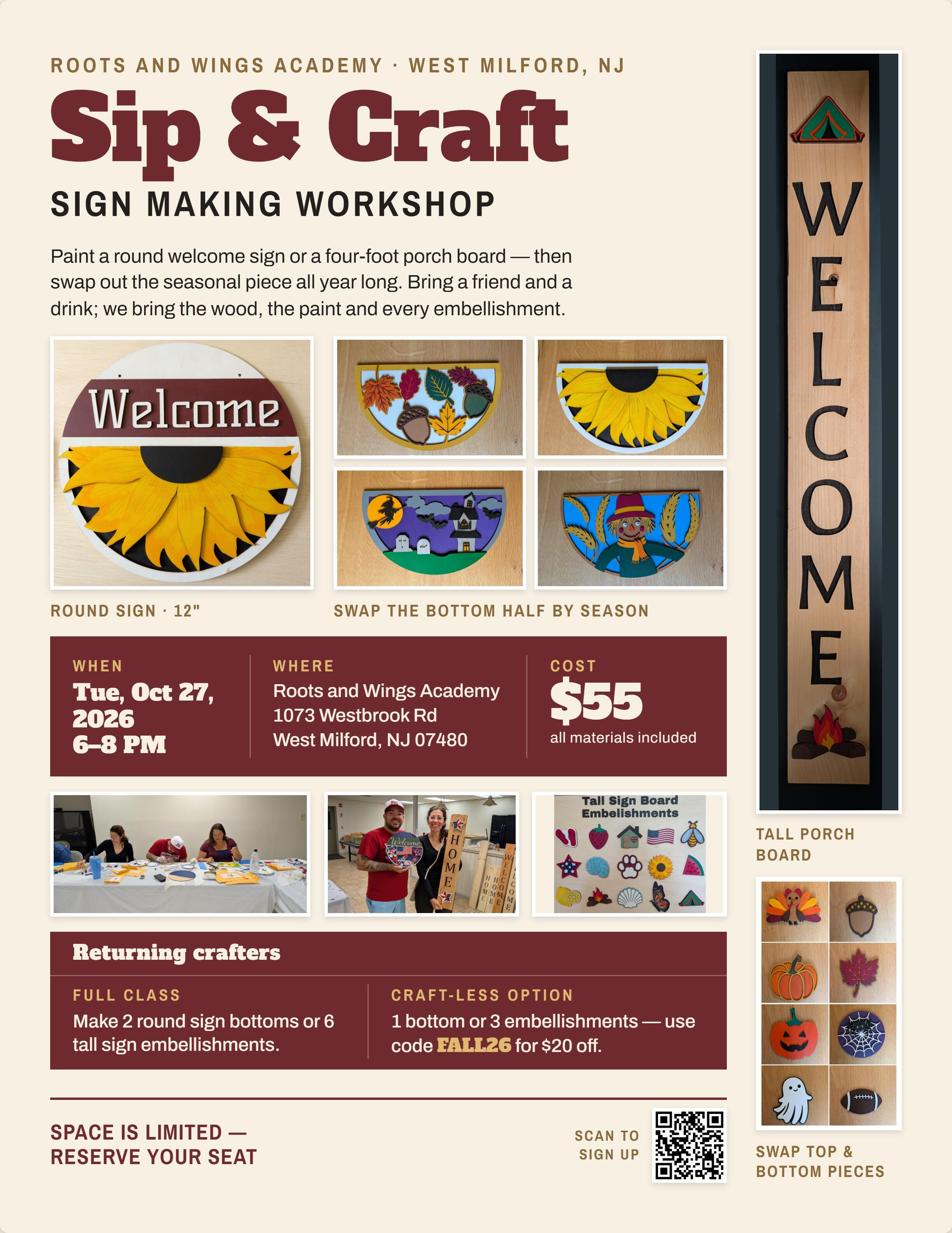 Campaign cover image for Sign Decorating - Sip and Craft October 27th 2026