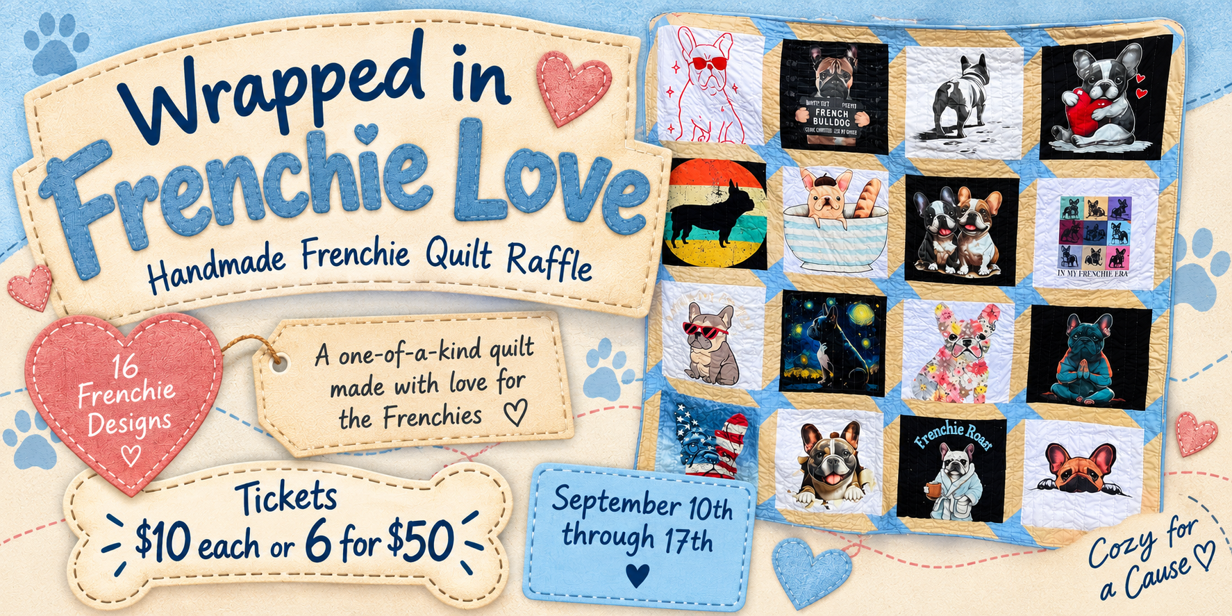 Campaign cover image for Wrapped In Frenchie Love - Handmade T-shirt Quilt