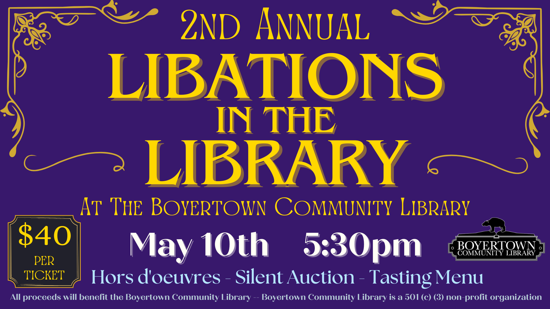 Campaign cover image for Libations in the Library at the Boyertown Community Library