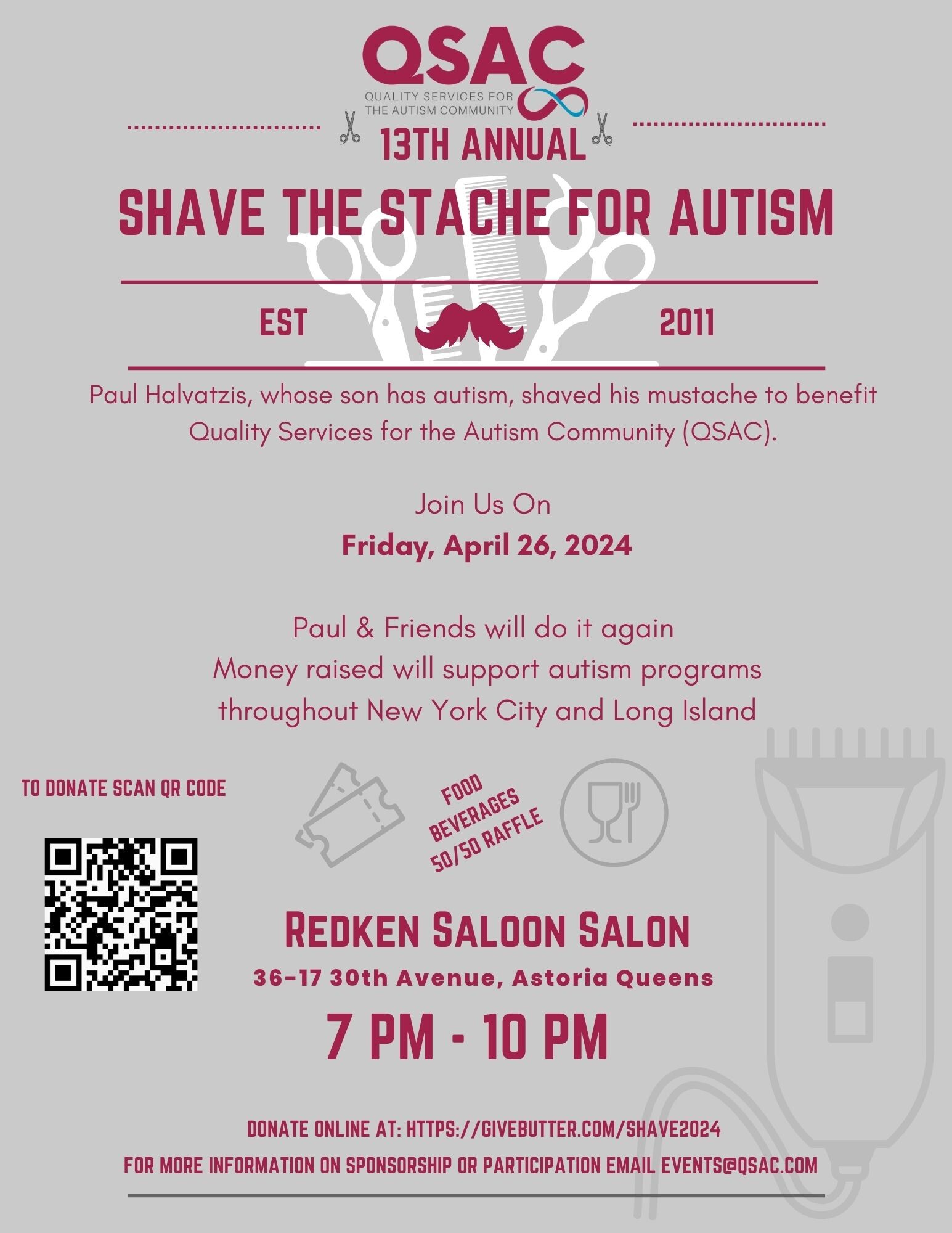 Campaign cover image for 2024 Shave the Stache for Autism Event