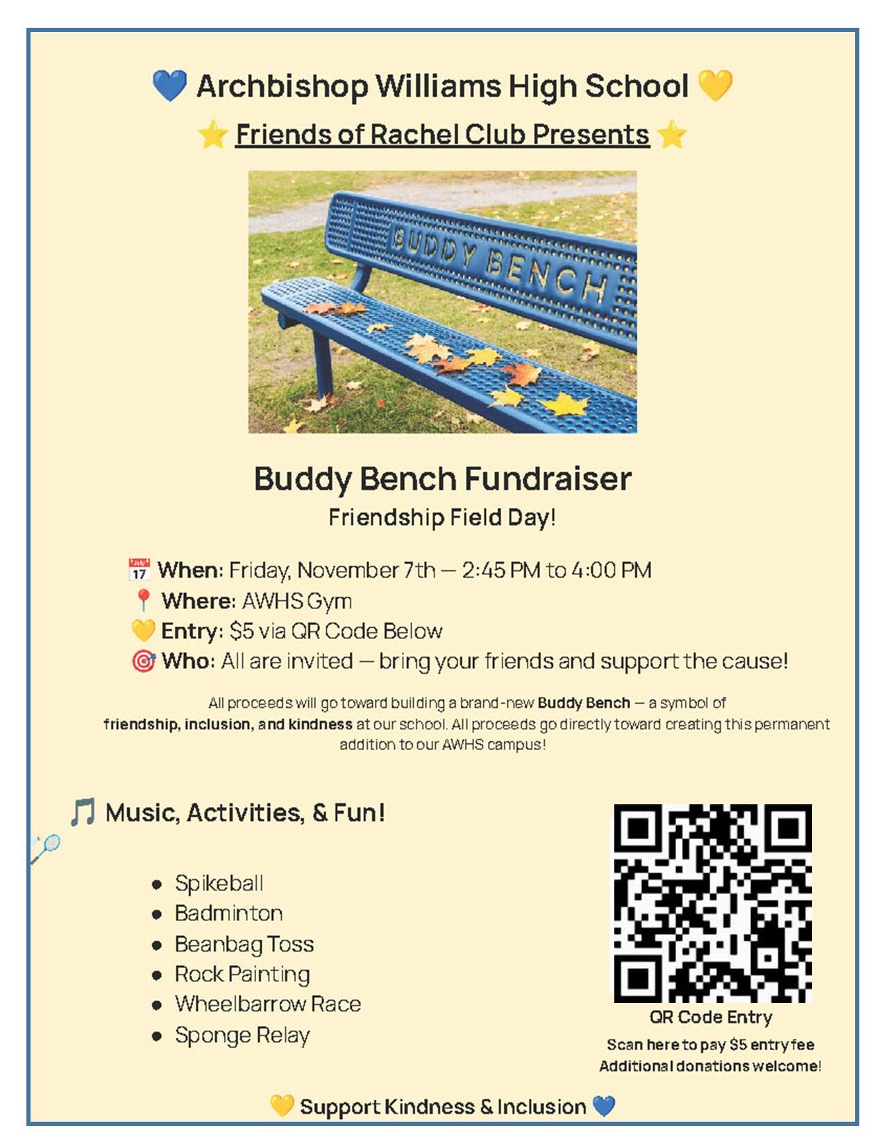 Campaign cover image for Buddy Bench Fundraiser ~ Friends of Rachel Club