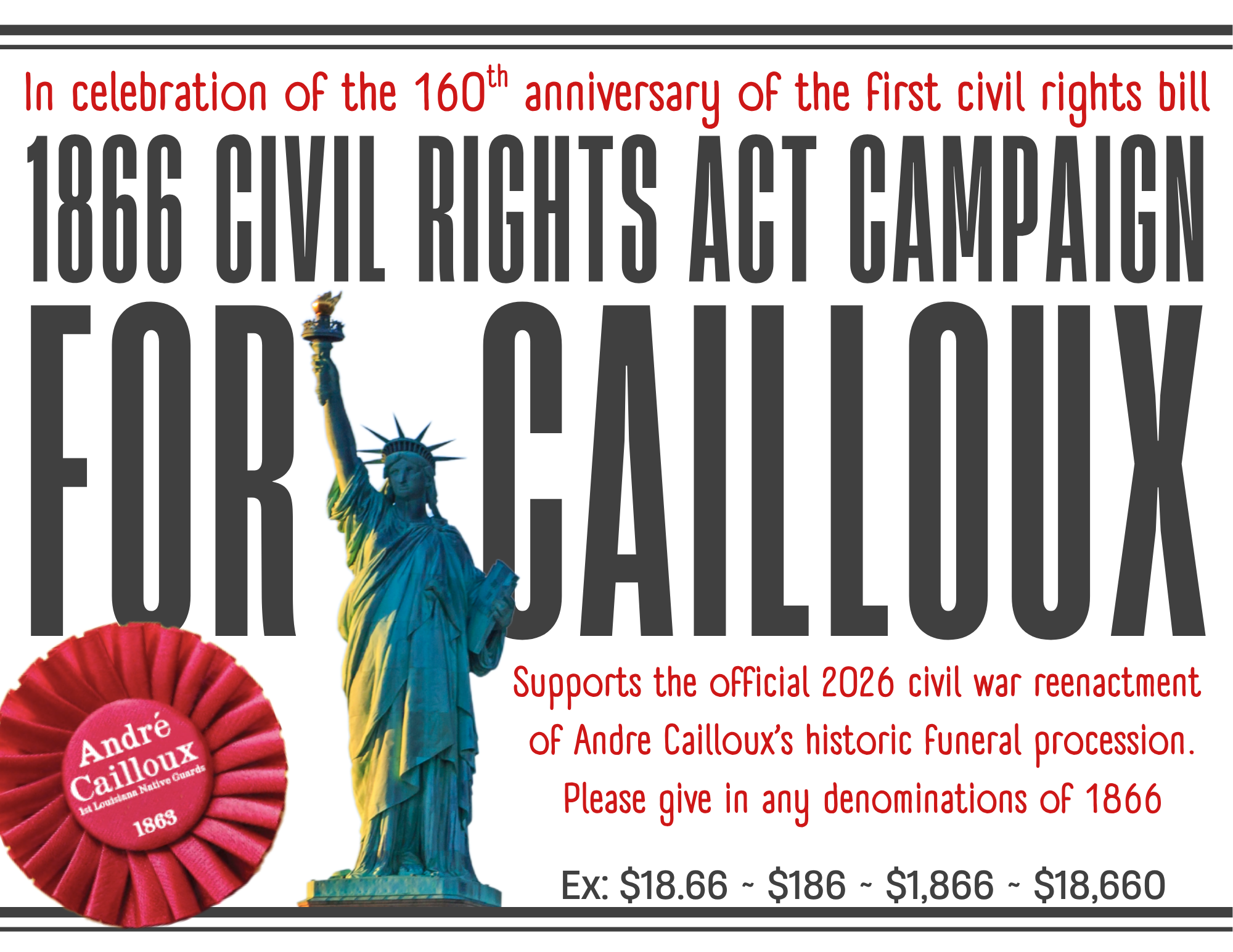 Campaign cover image for 1866 CIVIL RIGHTS ACT CAMPAIGN FOR CAILLOUX
