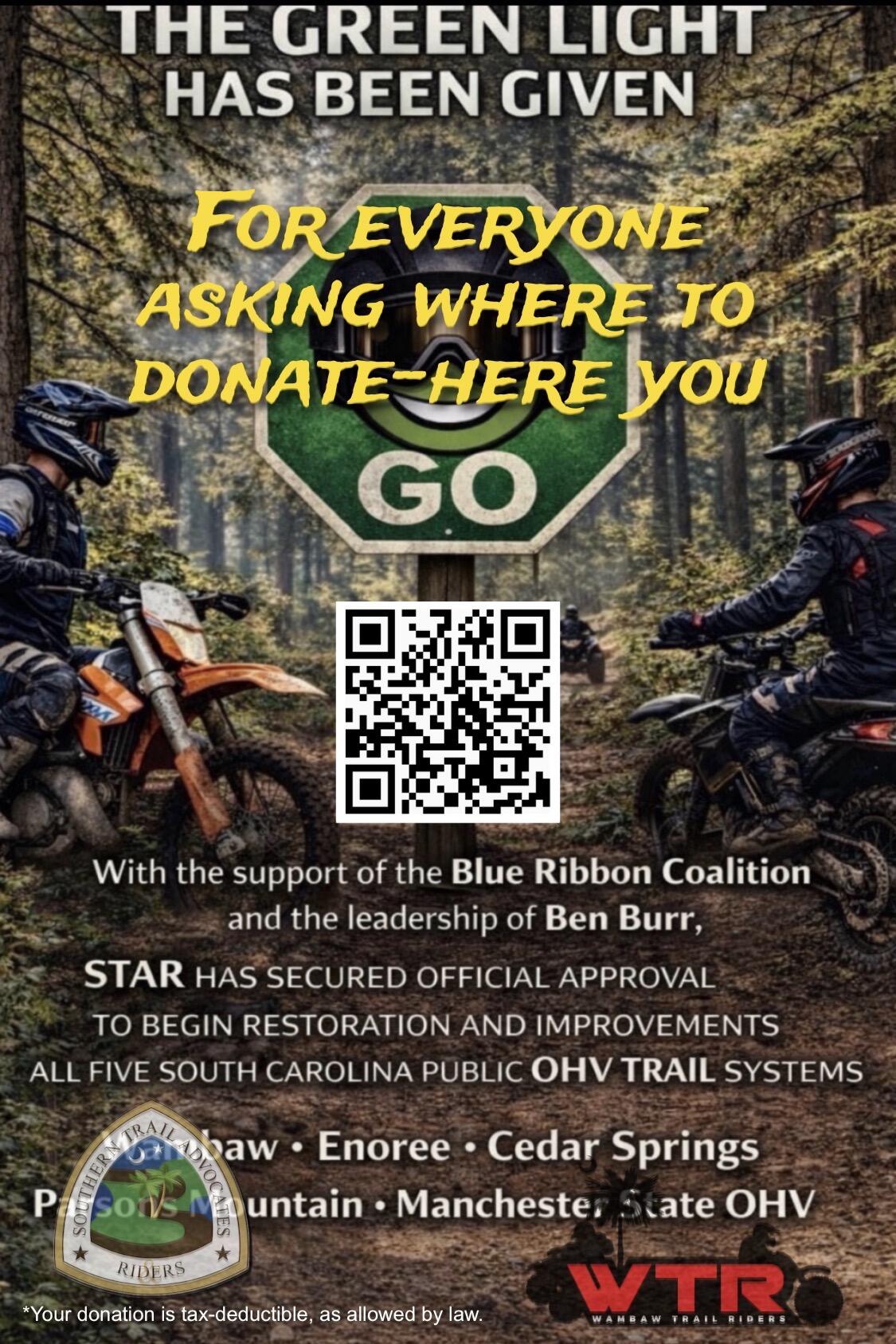 Campaign cover for South Carolina's Five Public OHV Trails Rebuilding Project after Hurricanes Debby and Helene