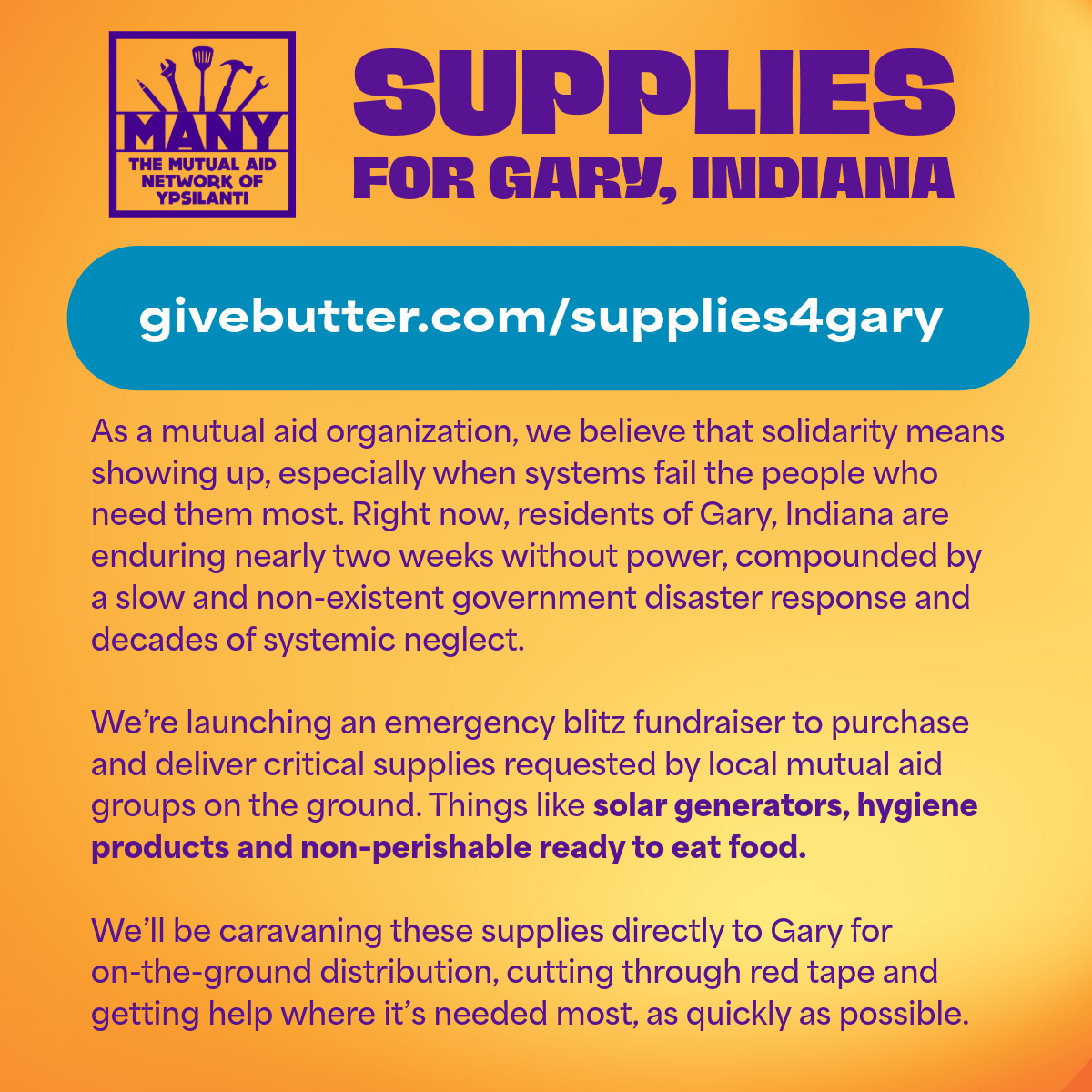 Campaign cover for Supplies for Gary, Indiana