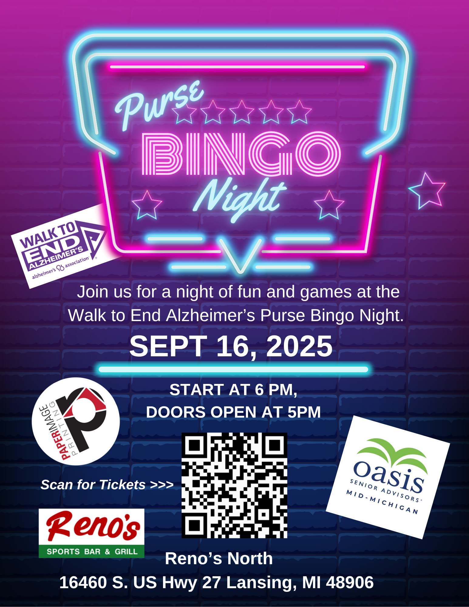 Campaign cover image for Oasis Senior Advisors Mid-Michigan Alzheimer's Walk Purse Bingo