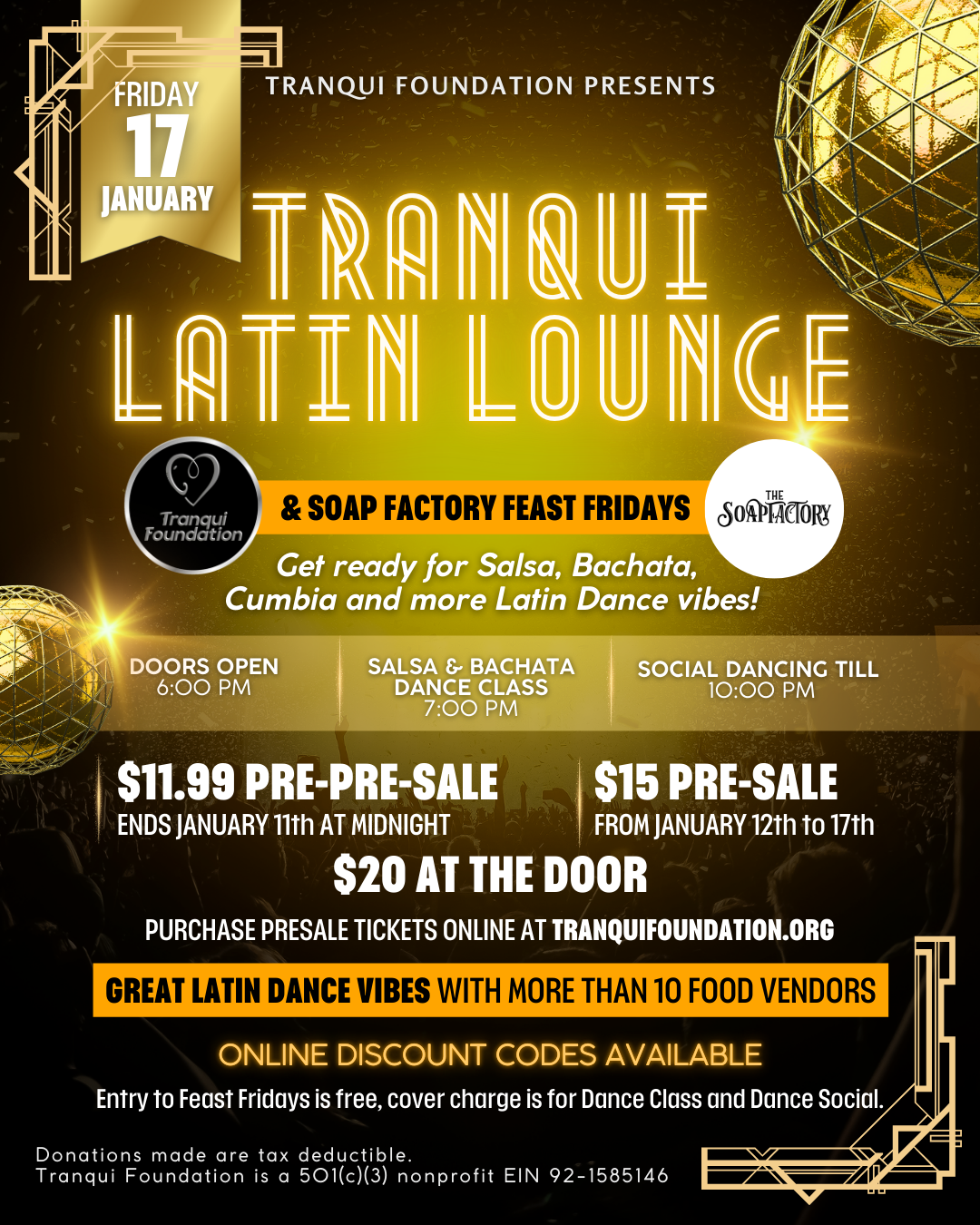 Campaign cover image for Latin Lounge Salsa & Bachata + Feast Fridays