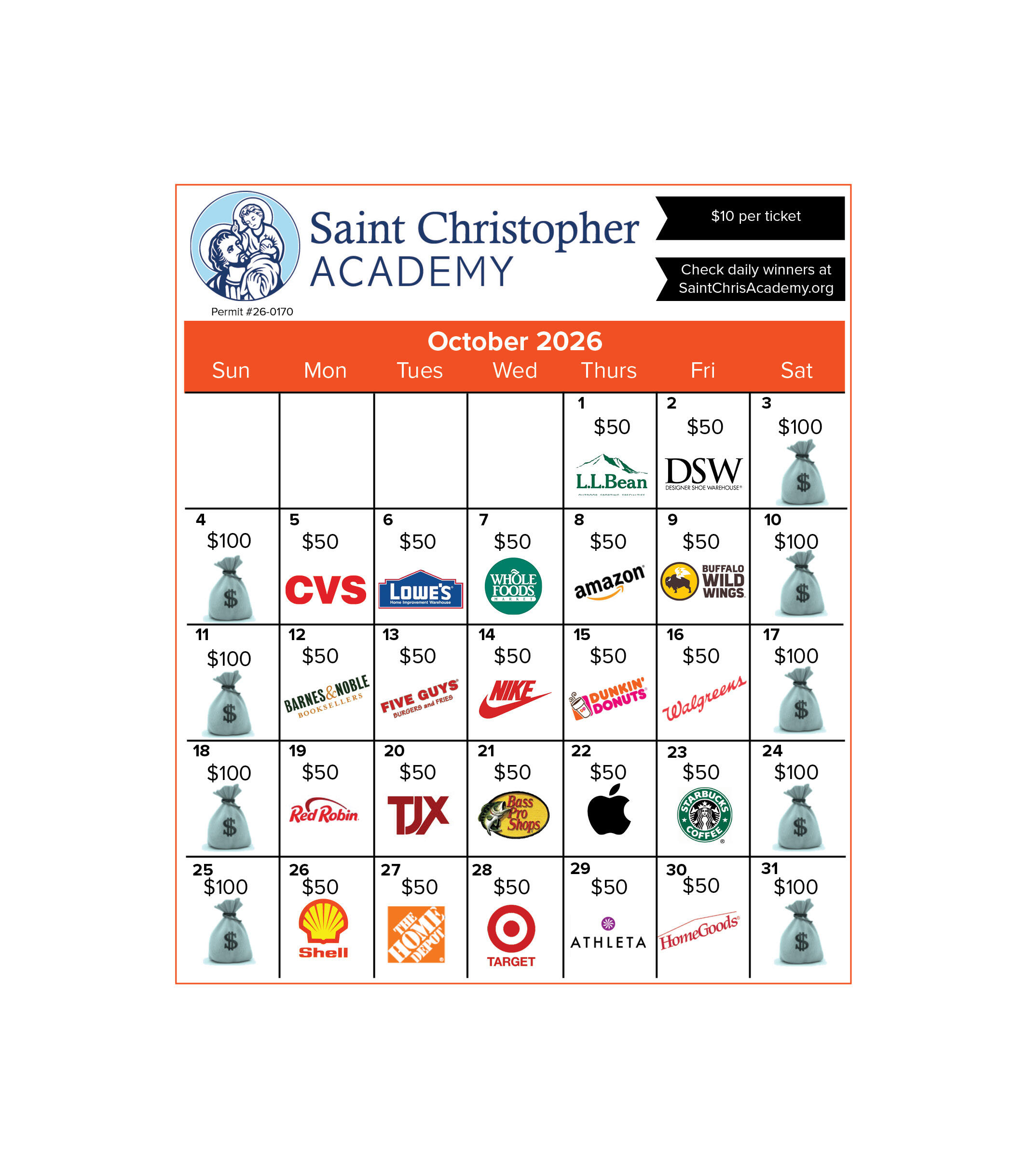 Campaign cover image for Saint Christopher Academy Calendar Raffle 2026