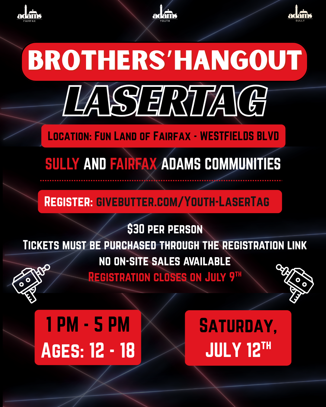 Campaign cover image for Adams Youth Hangouts: Laser Tag!