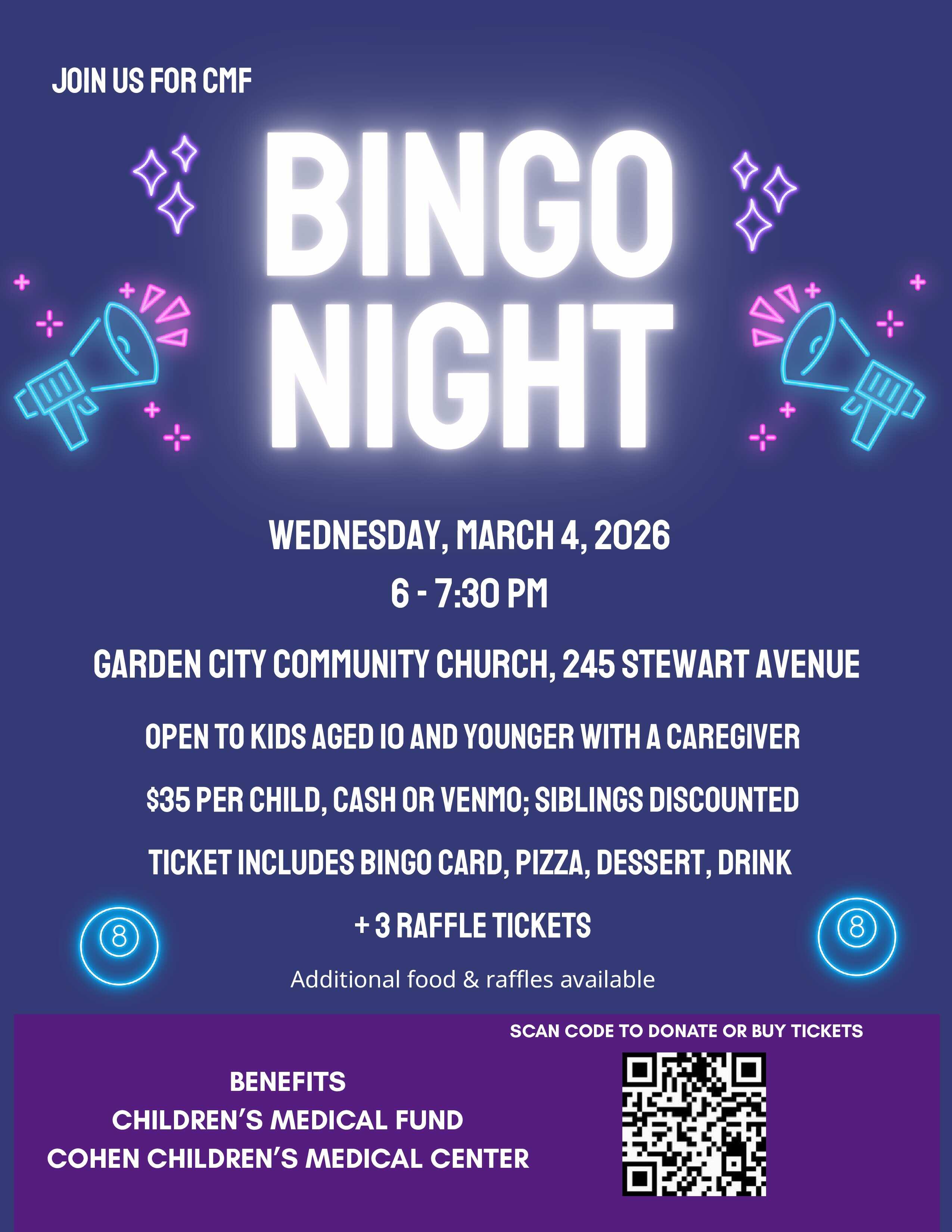 Campaign cover image for CMF Kids Bingo Night in Garden City
