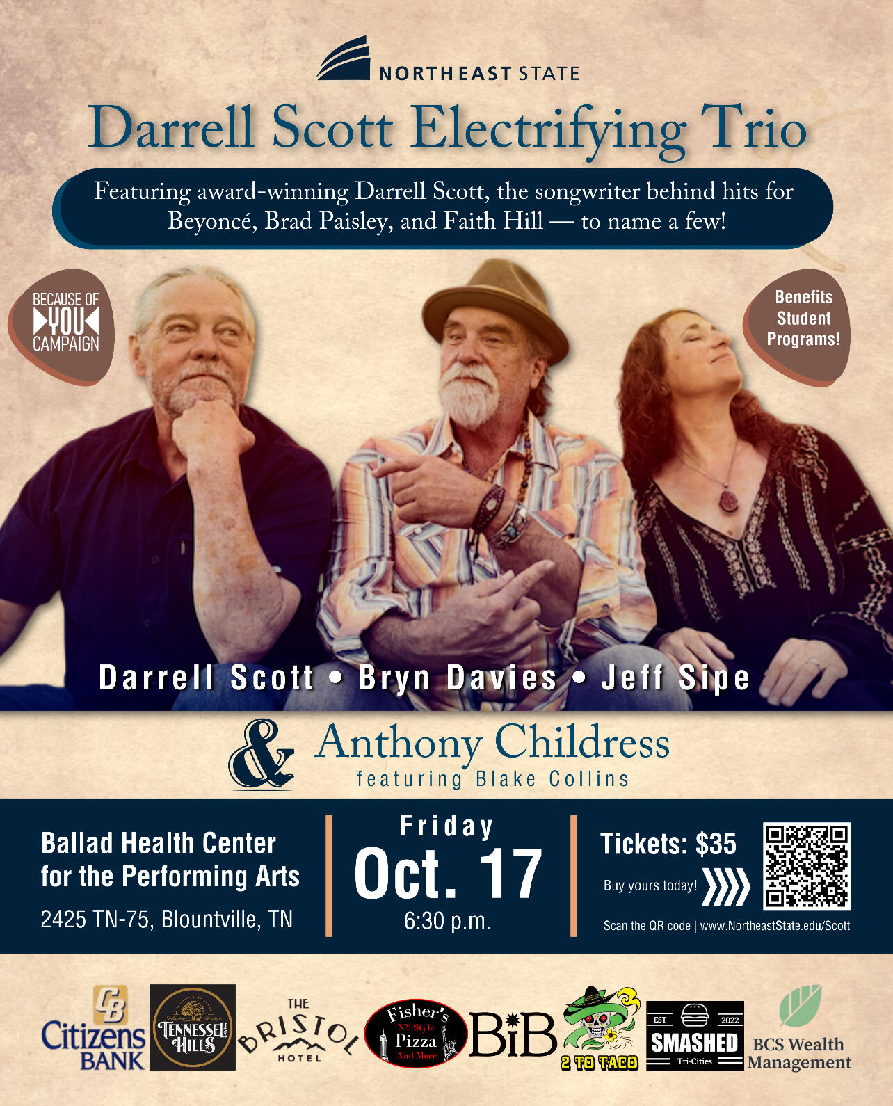 Campaign cover image for Darrell Scott @ Northeast State