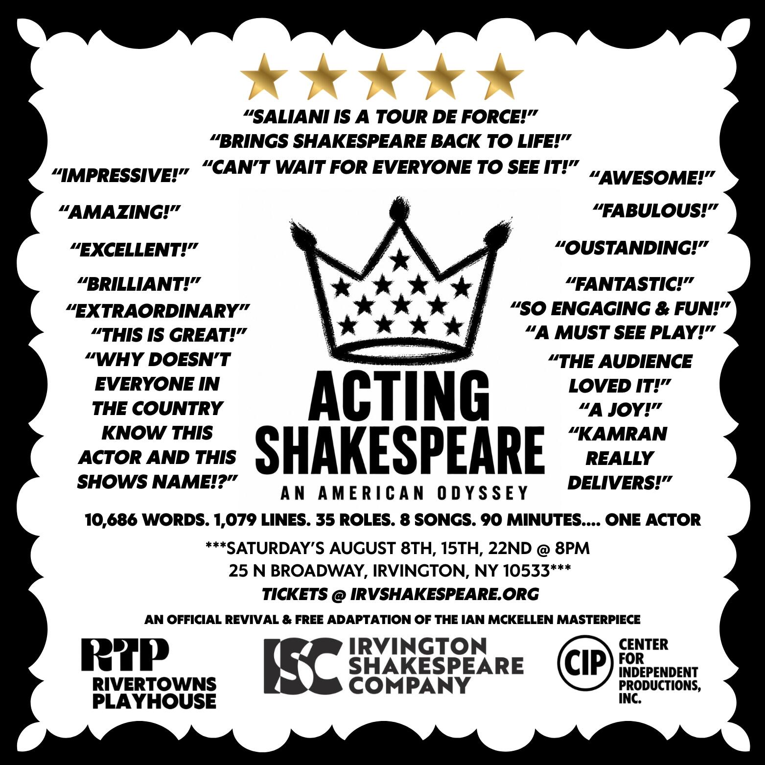 Campaign cover image for Acting Shakespeare: An American Odyssey - Saturday 8/8/2026