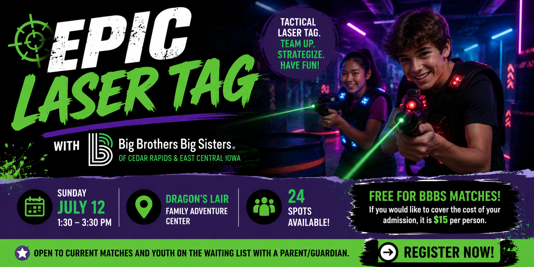 Campaign cover image for 🔫🎯 Epic Laser Tag with BBBS!