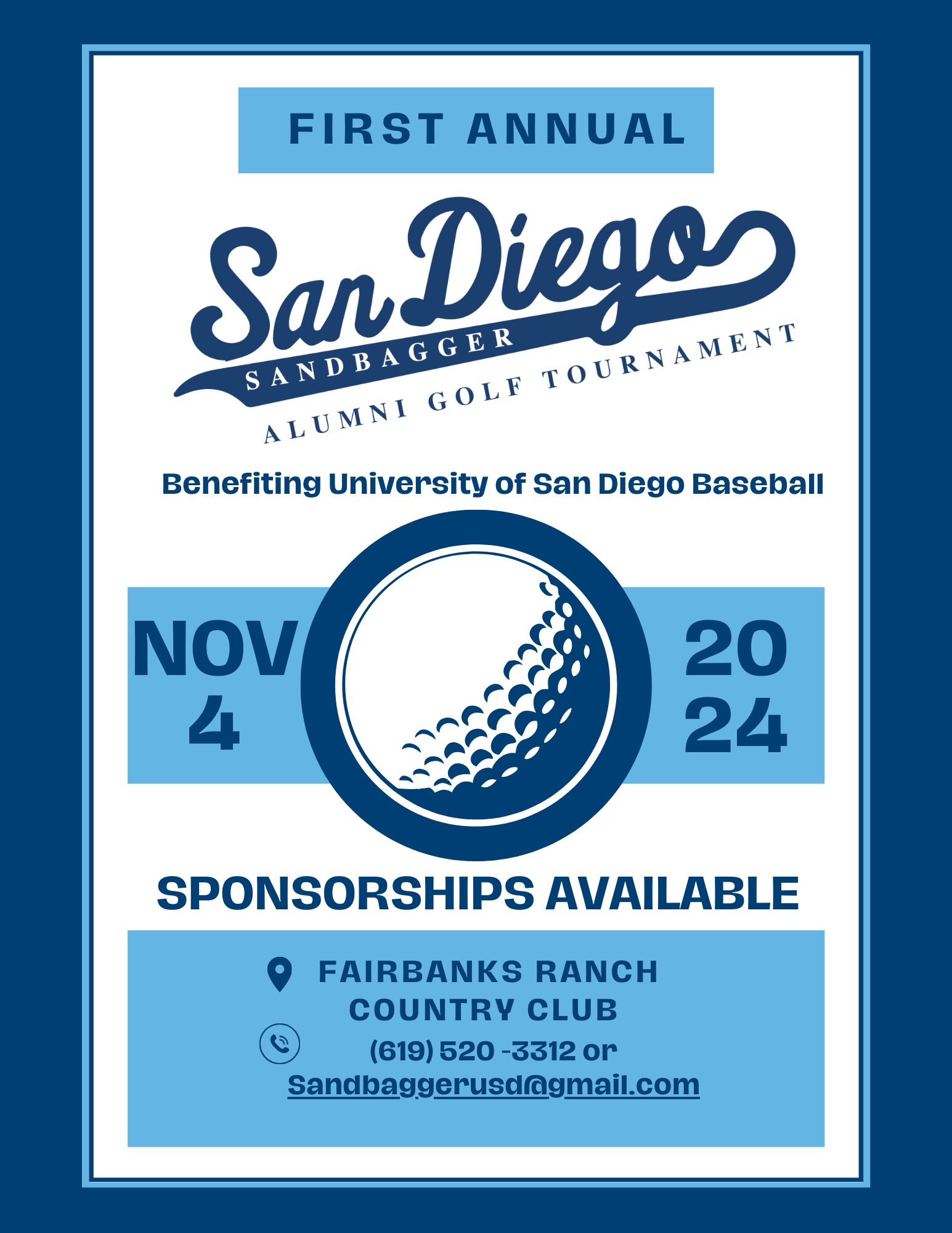 Campaign cover image for 1st Annual USD Baseball Sandbagger Golf Tournament