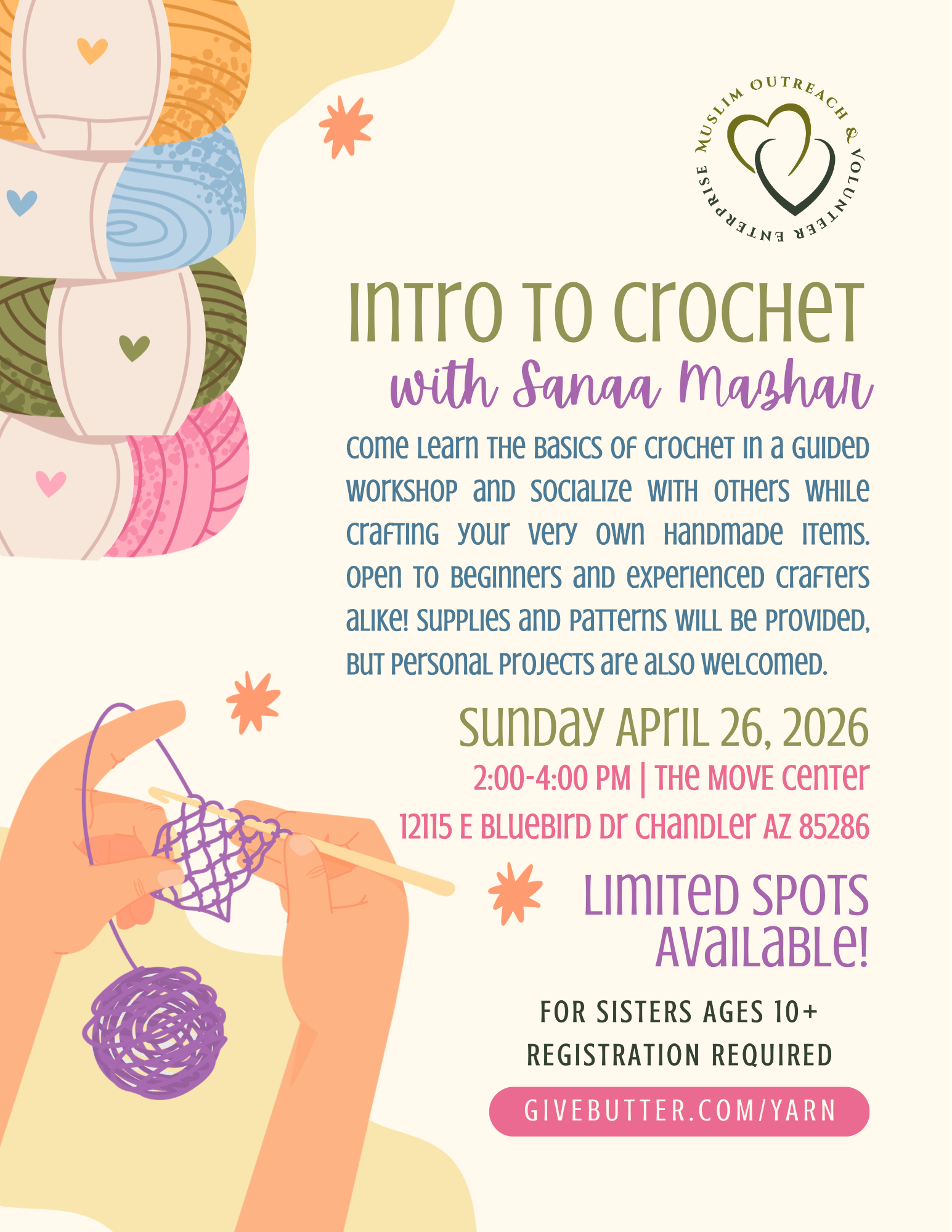 Campaign cover image for MOVE Intro to Crochet Workshop