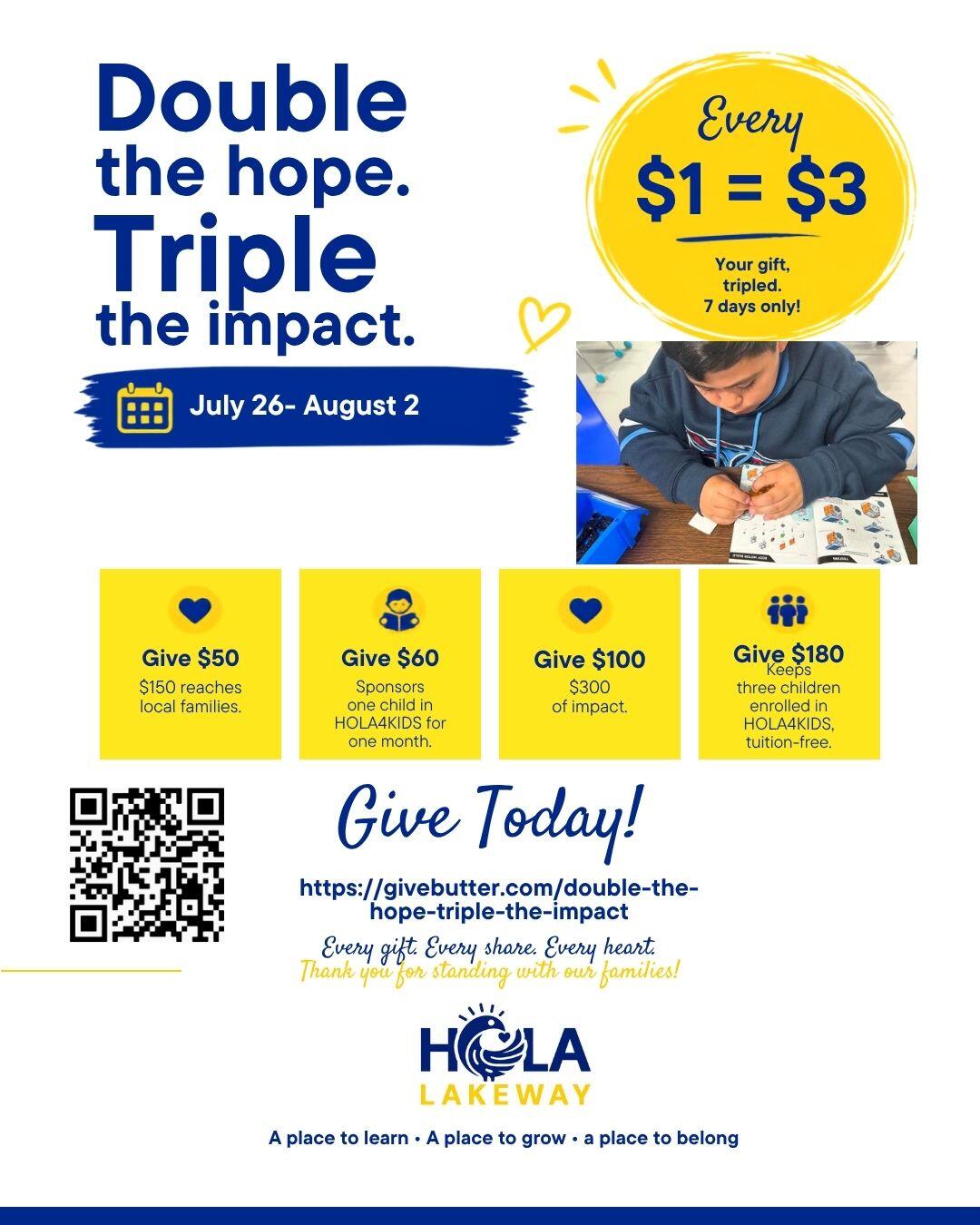 Campaign cover image for Double the Hope. Triple The Impact Campaign