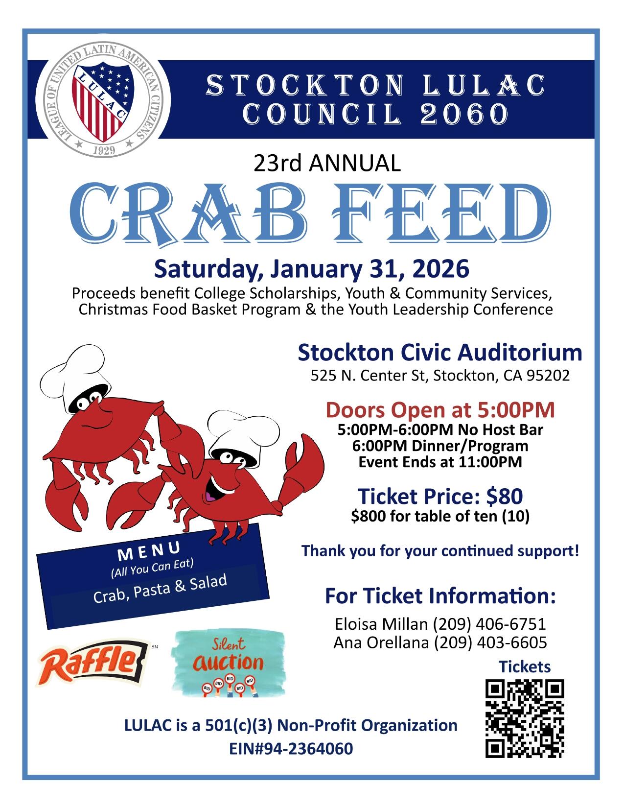 Campaign cover image for 23rd Annual LULAC Stockton Council 2060 Crab Feed