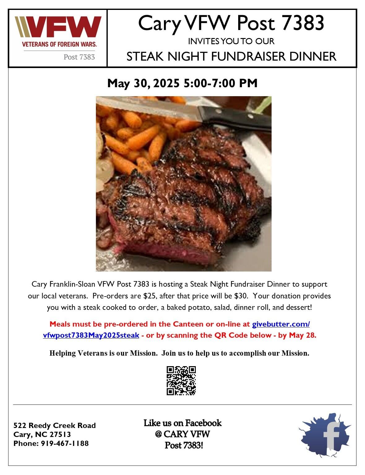 Campaign cover image for Steak Night - 30 May 2025