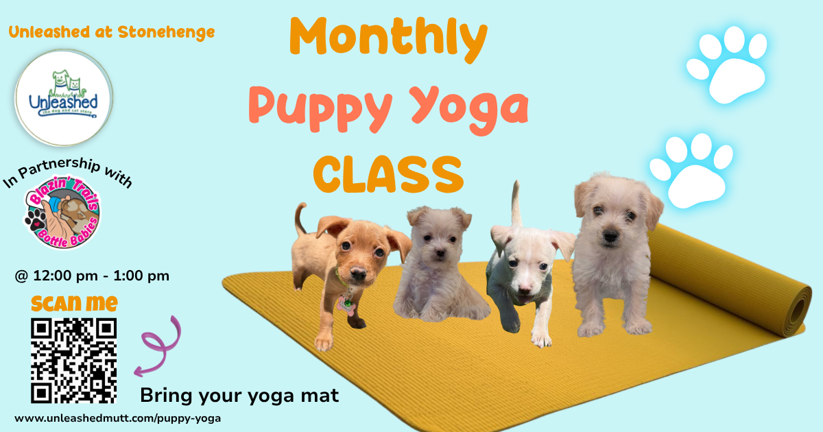 Campaign cover image for Puppy Yoga at Unleashed N. Raleigh 12:00 5/24/26 Class