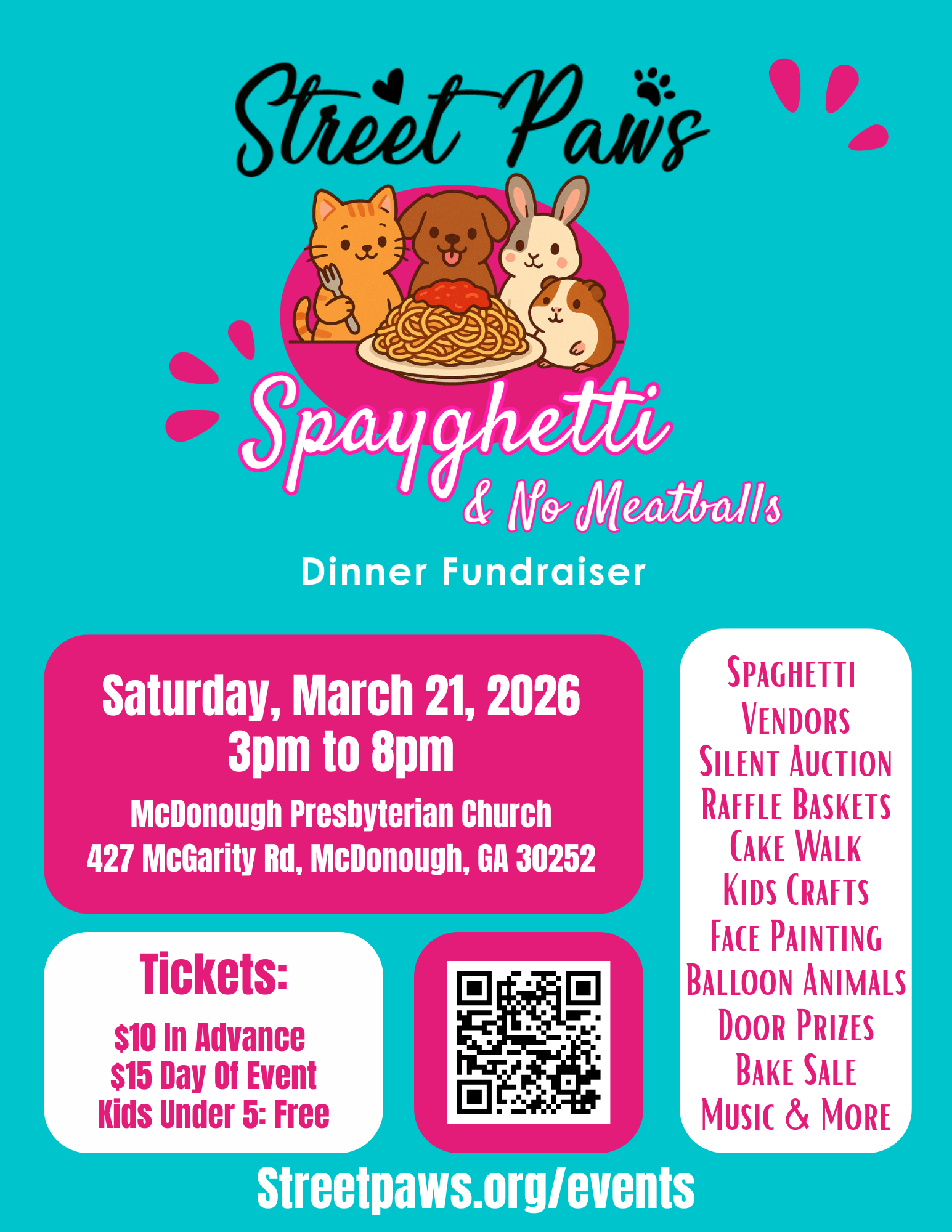 Campaign cover image for Street Paws 11th Annual Spayghetti & No Meatballs Dinner
