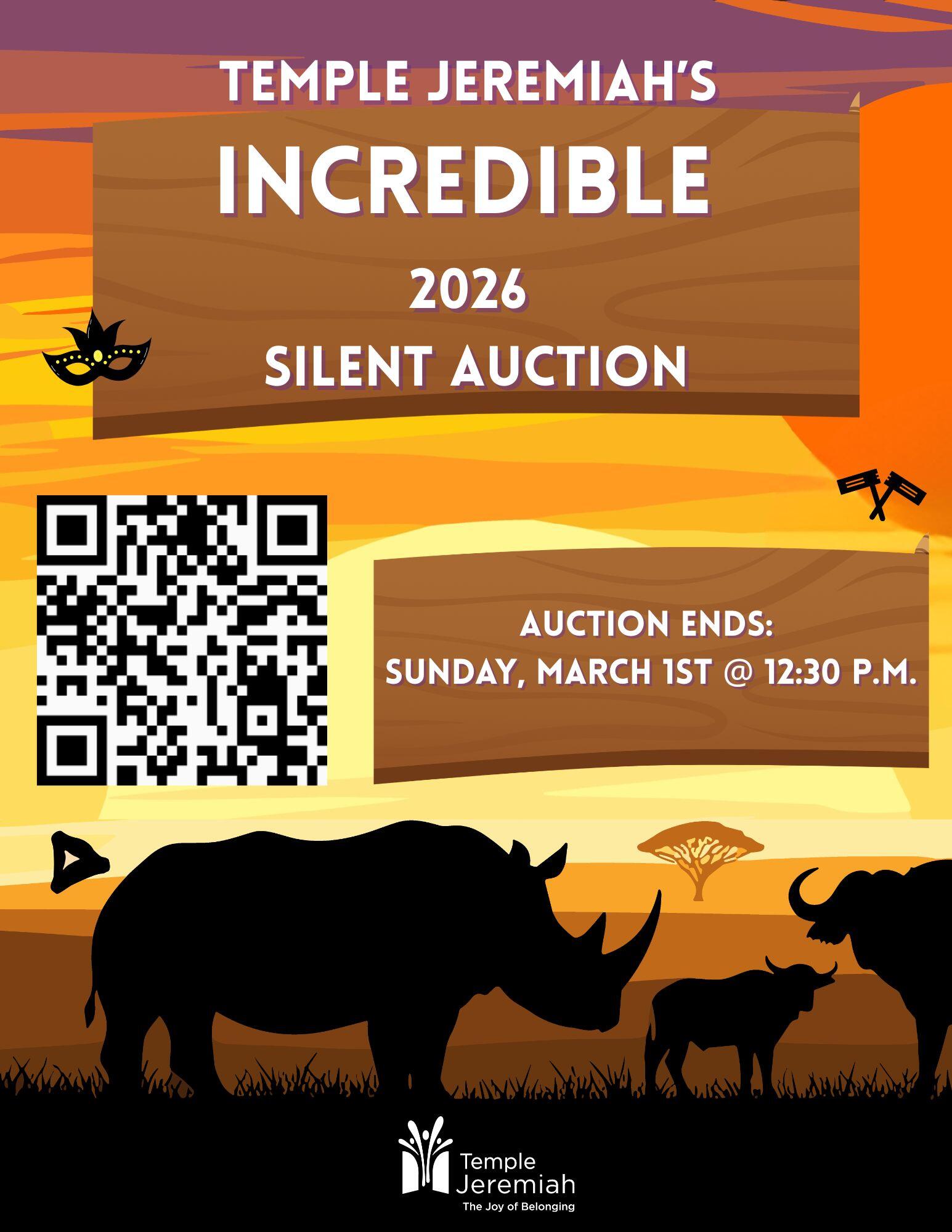 Campaign cover image for Temple Jeremiah’s INCREDIBLE Purim Silent Auction 2026!!