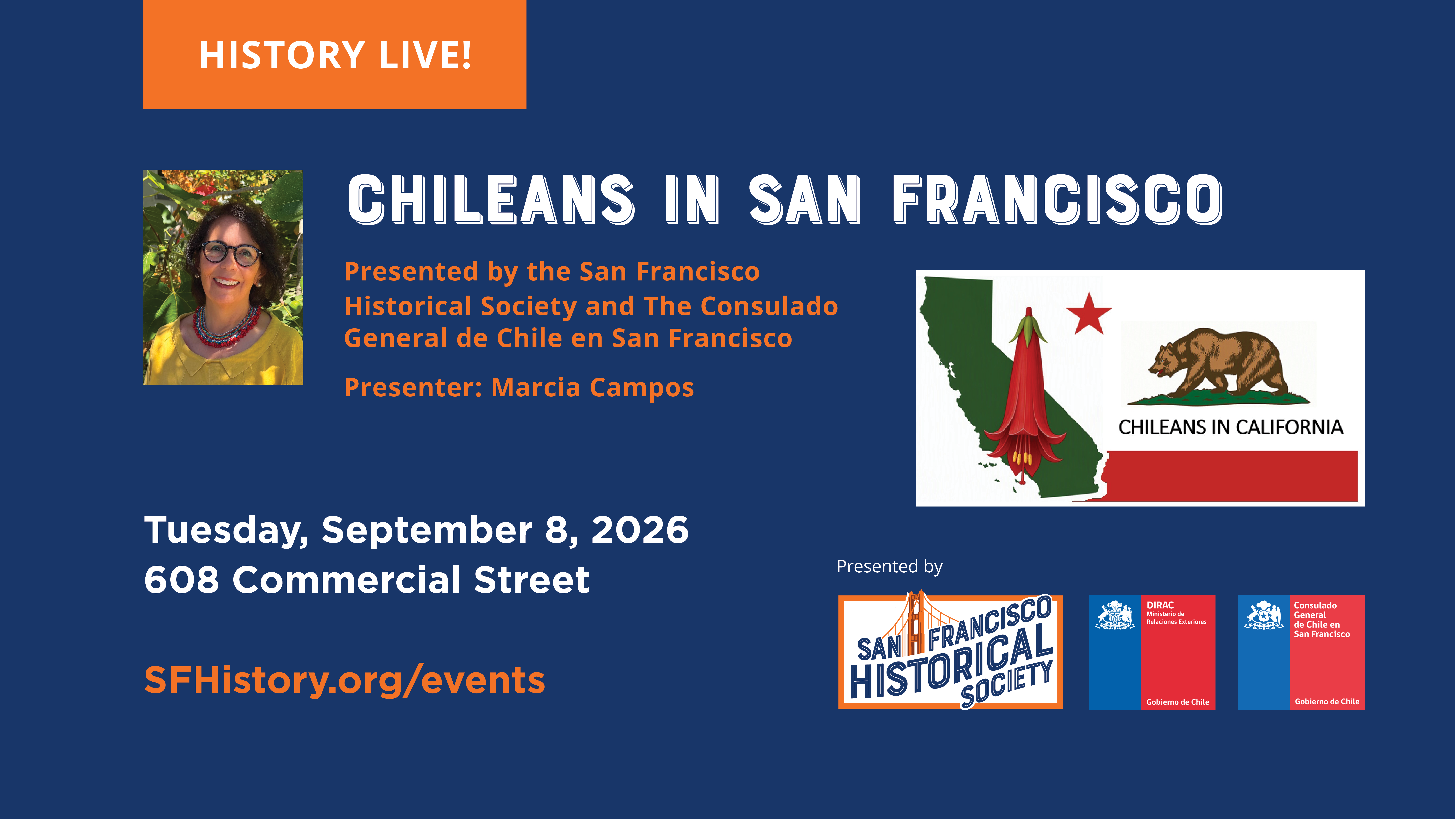 Campaign cover image for History Live! Chileans in San Francisco. Tues. Sept. 8 @ 6:30 P.M. (Livestream & In-person)
