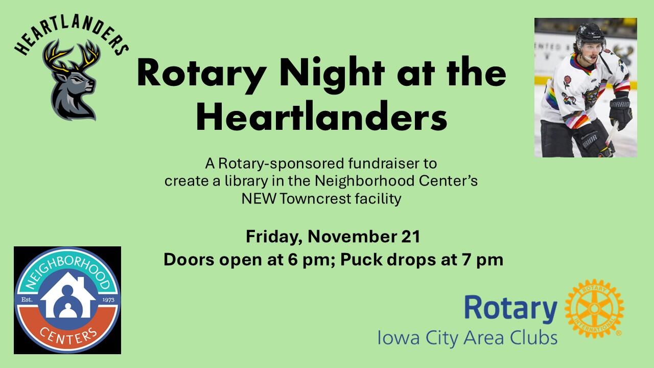 Campaign cover image for Rotary Library Fundraiser at the Heartlanders game